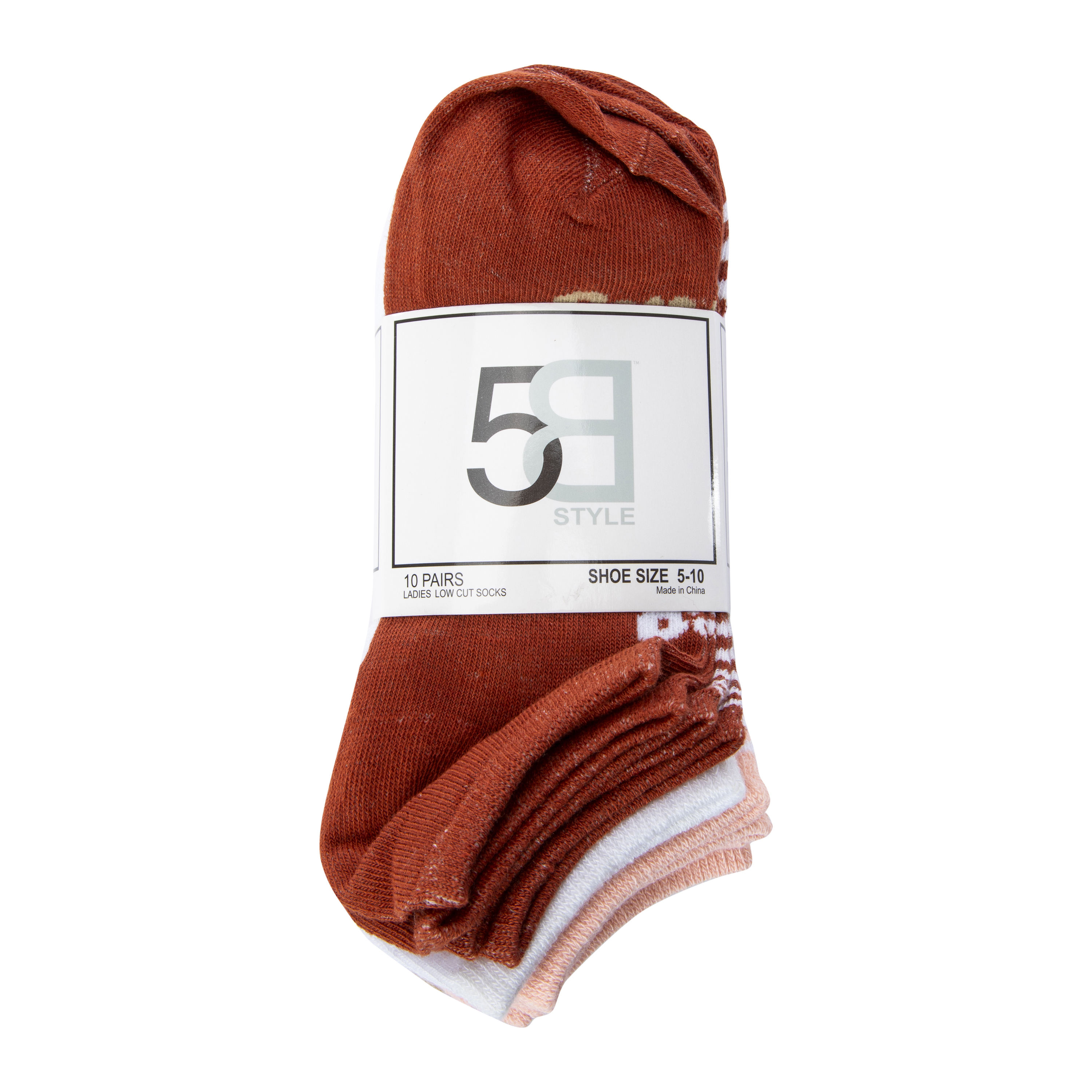 Ladies Striped Low-Cut Socks 10-Pack