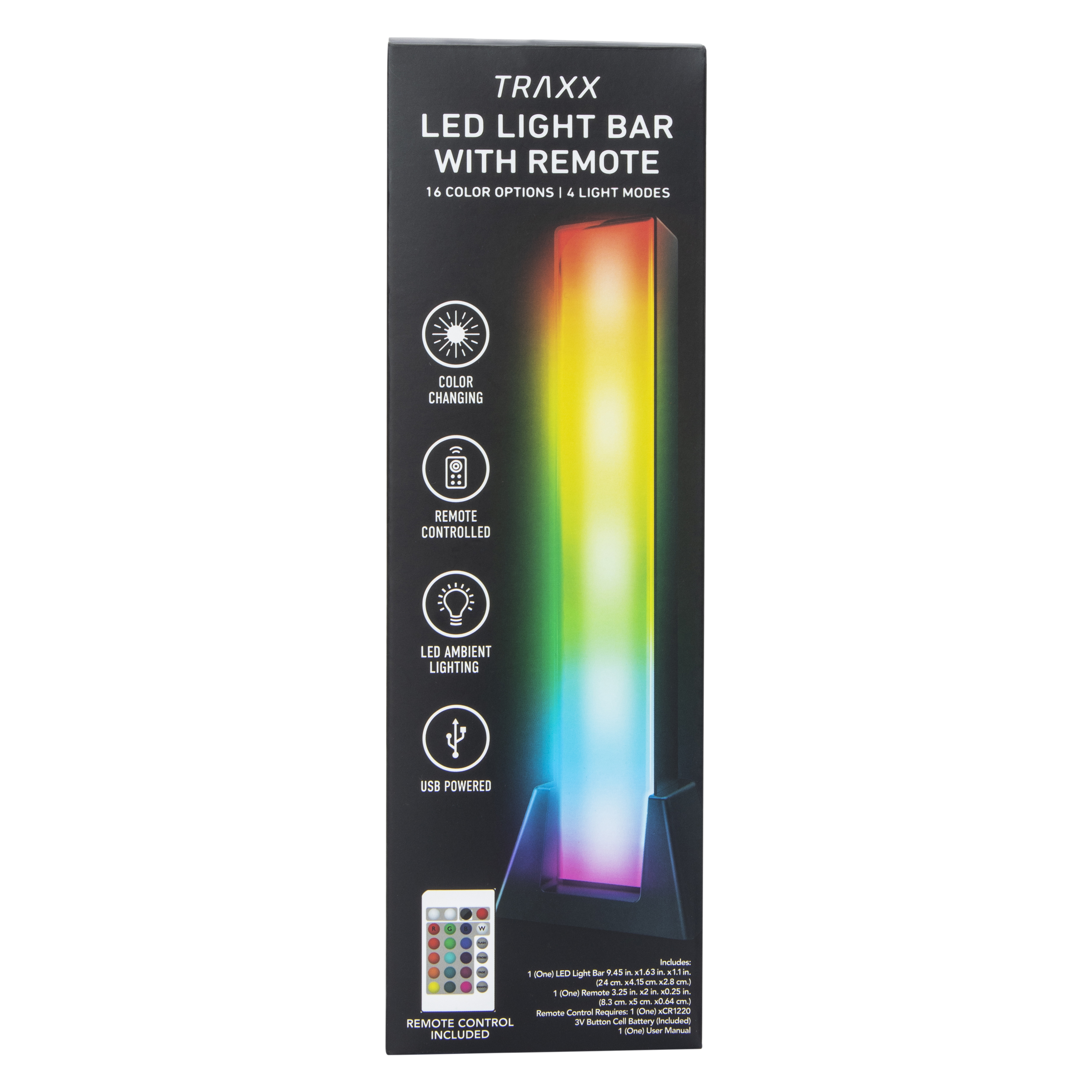 LED Light Bar With Remote 9.45in x 1.63in