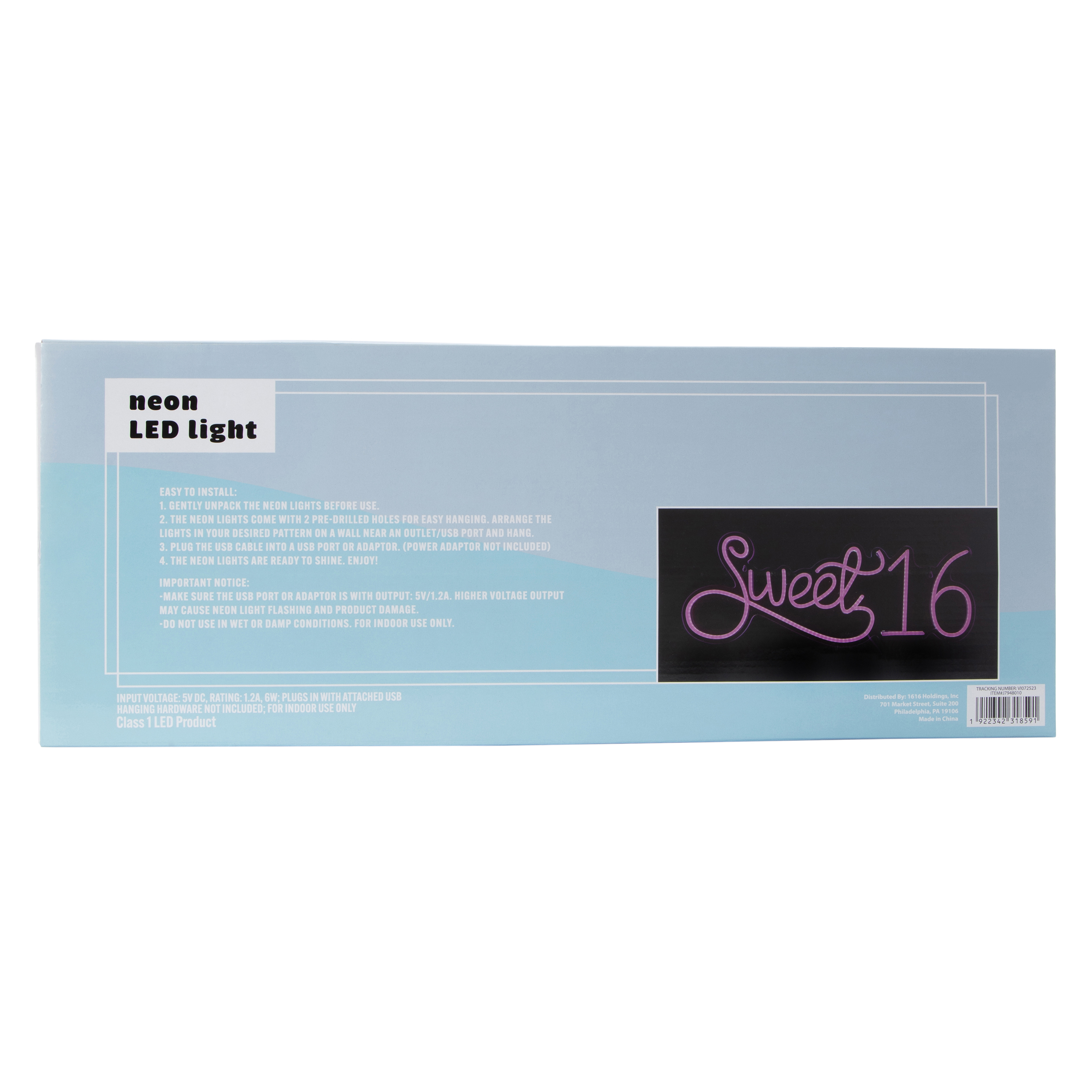 Sweet 16 Neon LED Light 24in x 9.4in