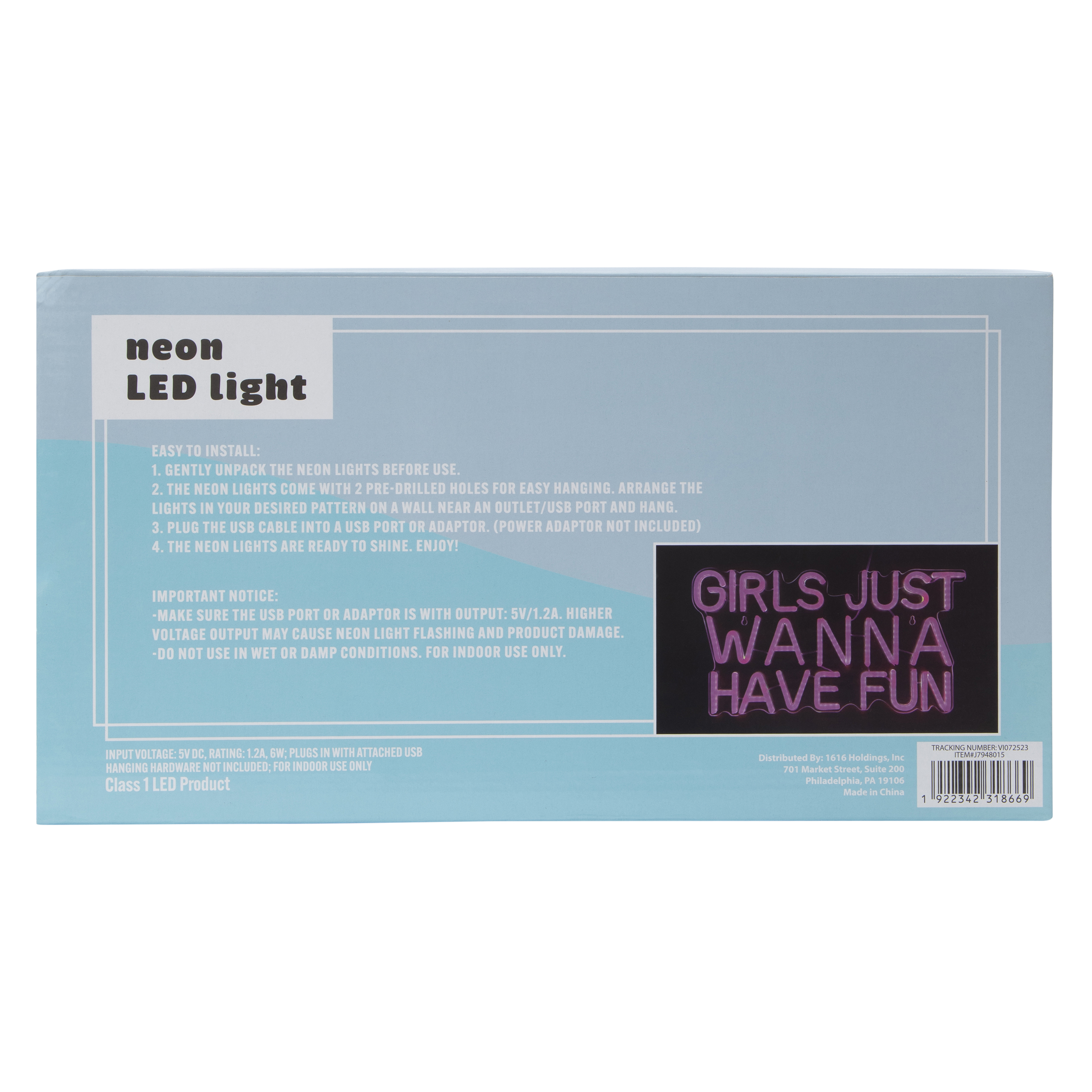 Girls Just Wanna Have Fun Neon LED Light 16in x 8.7in