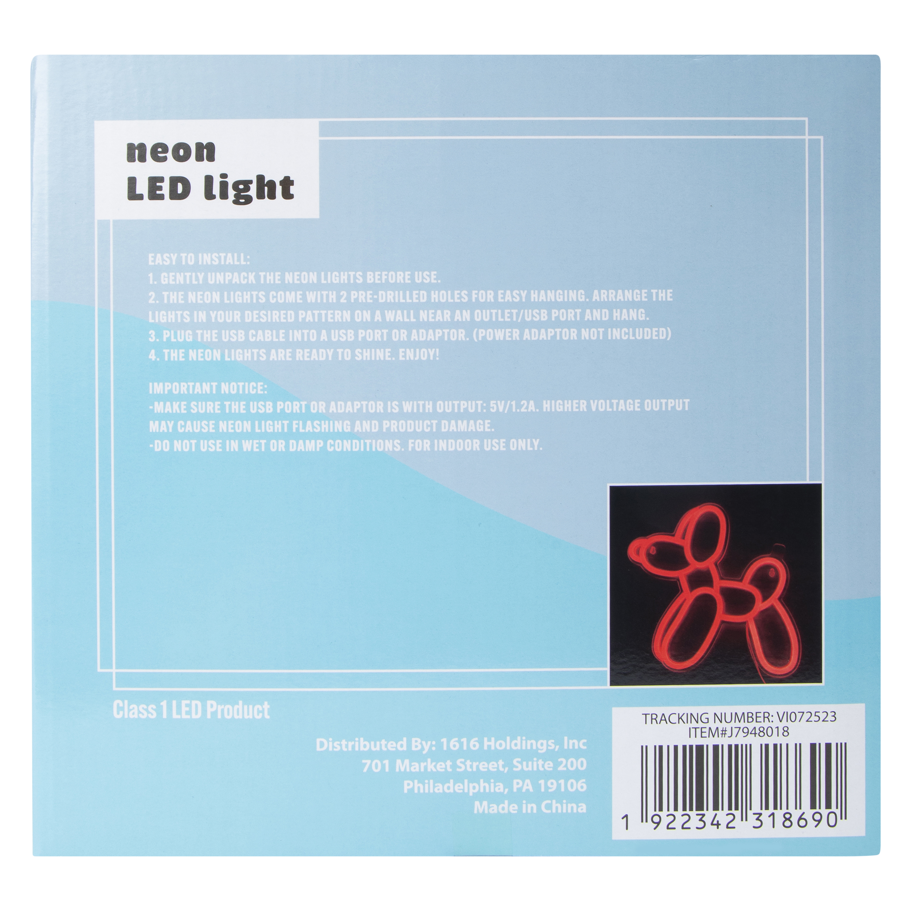 Balloon Dog Neon LED Light 10.2in x 9.6in