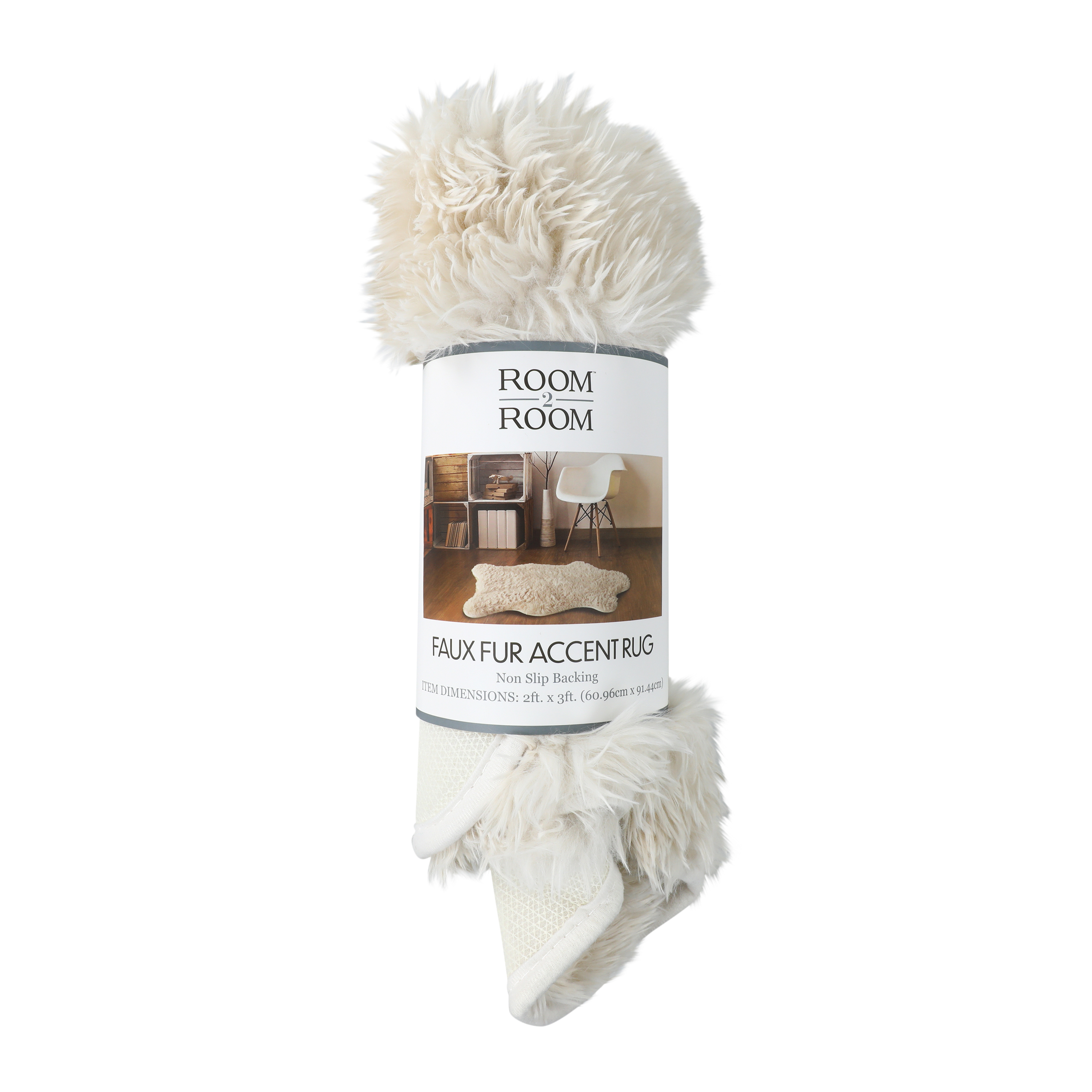White Faux Fur Accent Rug 2ft x 3ft