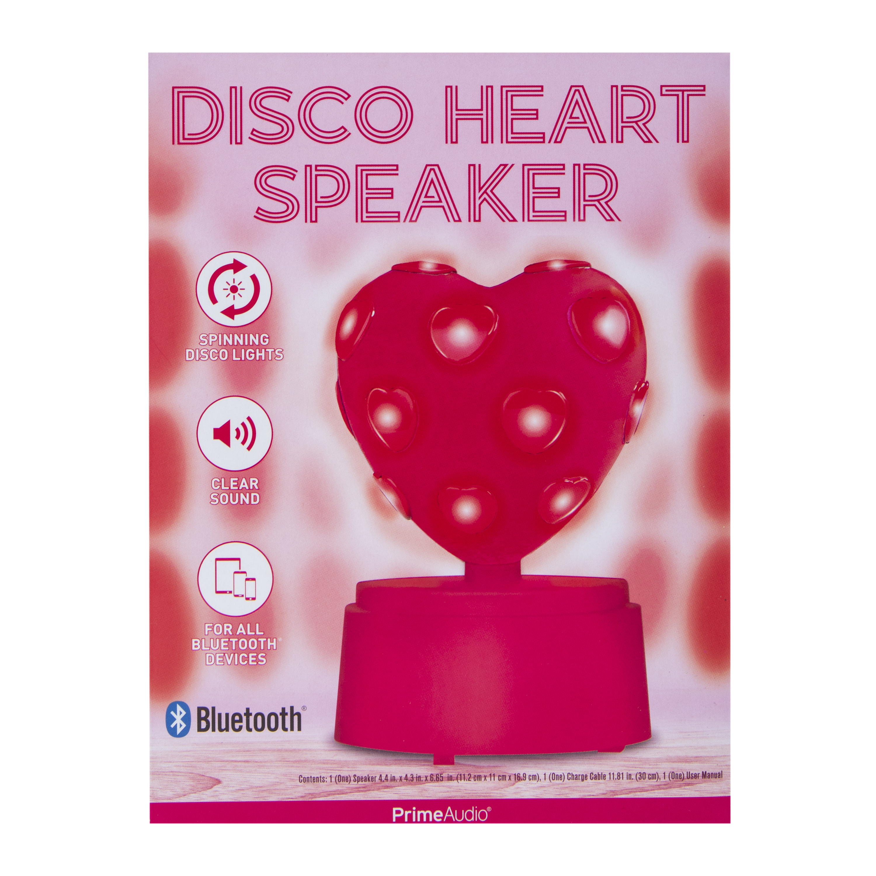 Light-Up Disco Heart Bluetooth® Speaker 4.4in x 6.65in