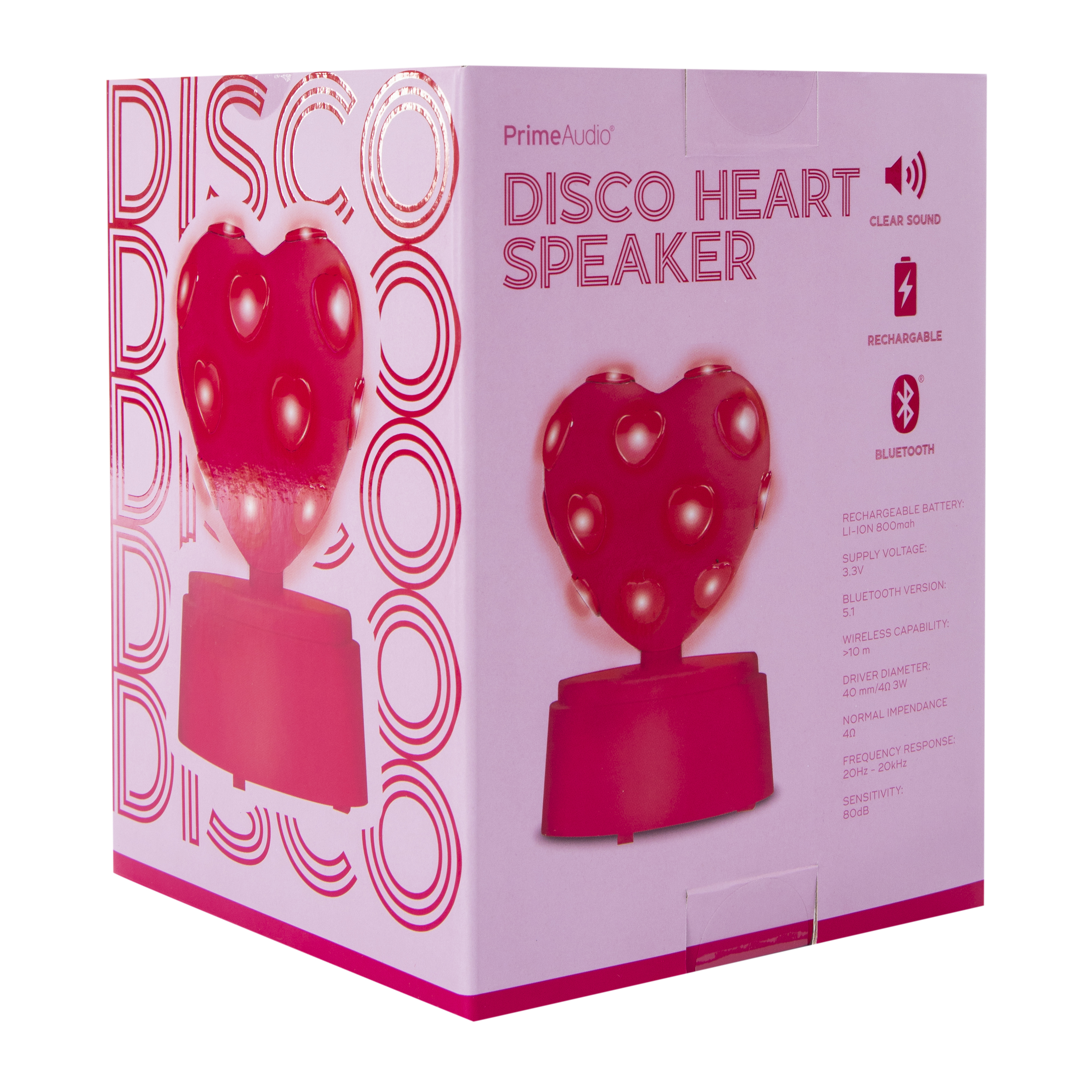 Light-Up Disco Heart Bluetooth® Speaker 4.4in x 6.65in