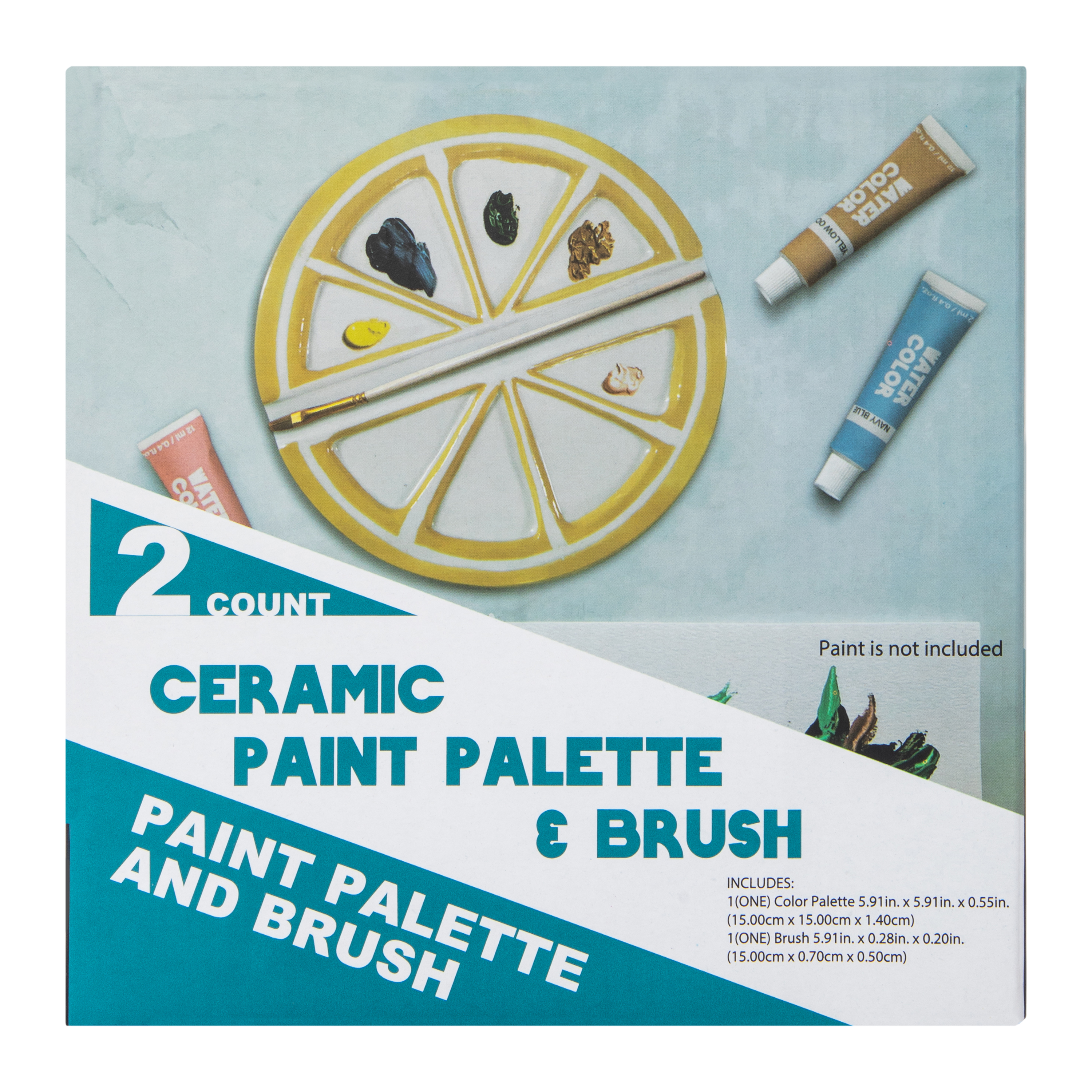 Fruit Slices Ceramic Paint Palette & Brush 5.91in