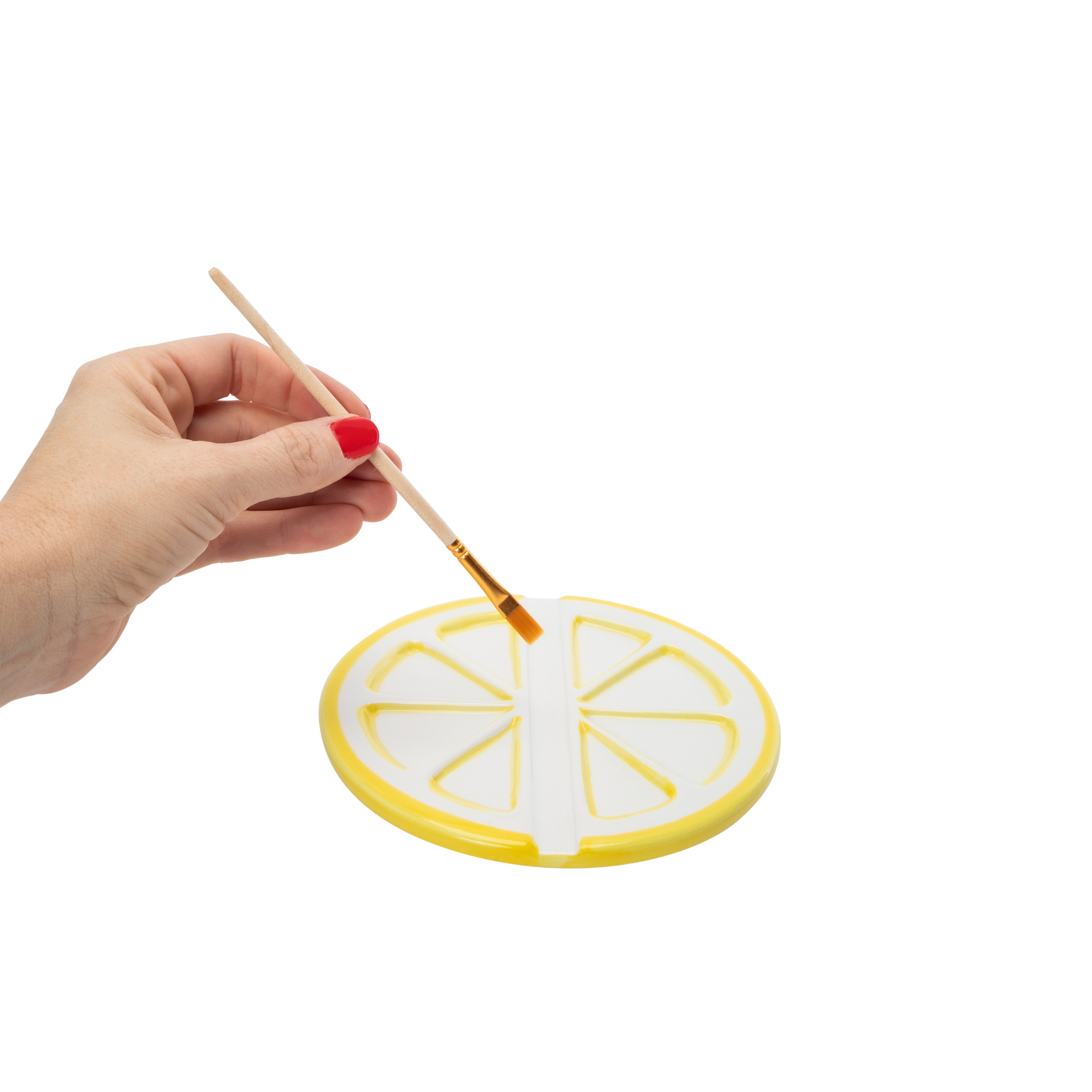 Fruit Slices Ceramic Paint Palette & Brush 5.91in