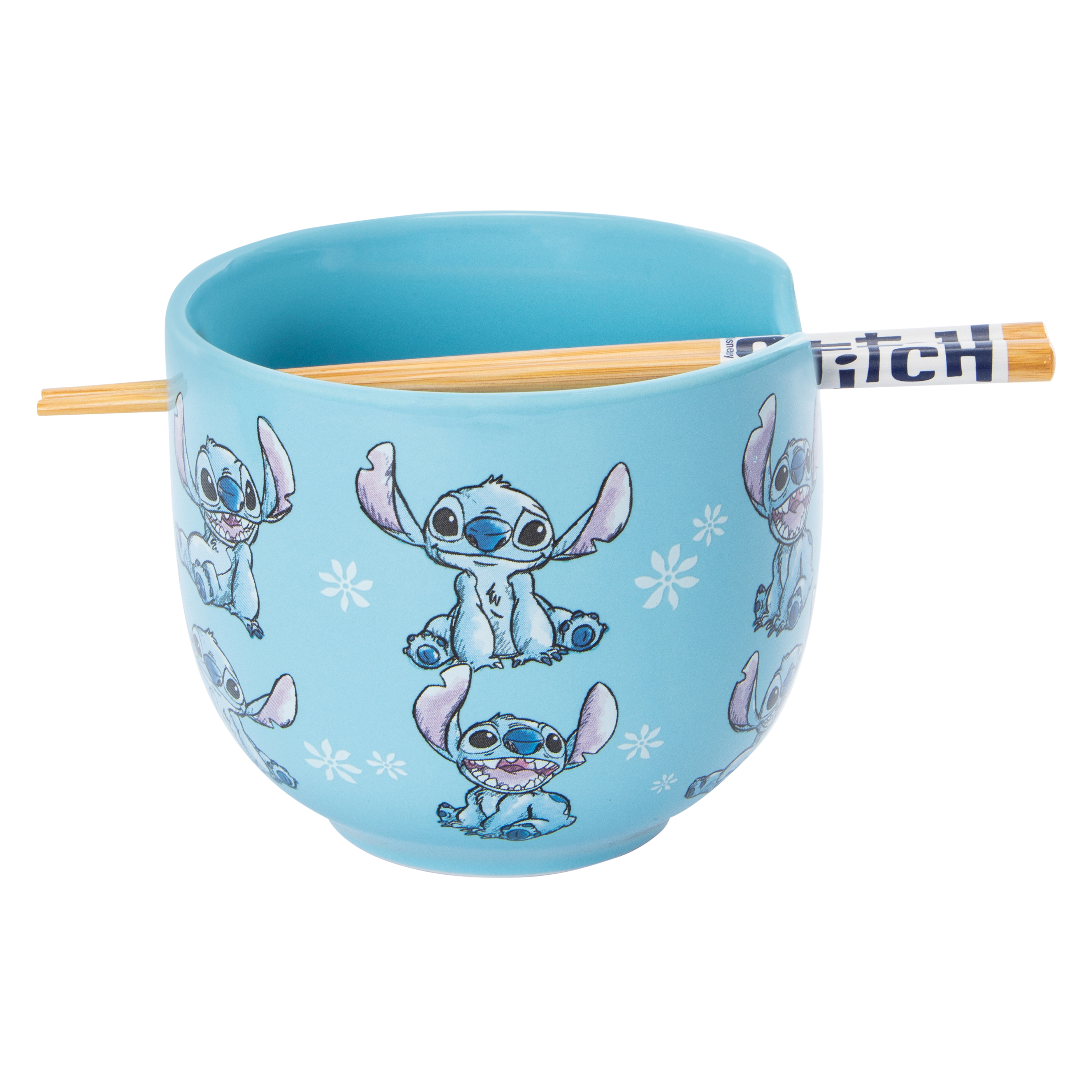 Disney Stitch Ceramic Bowl With Chopsticks 16oz