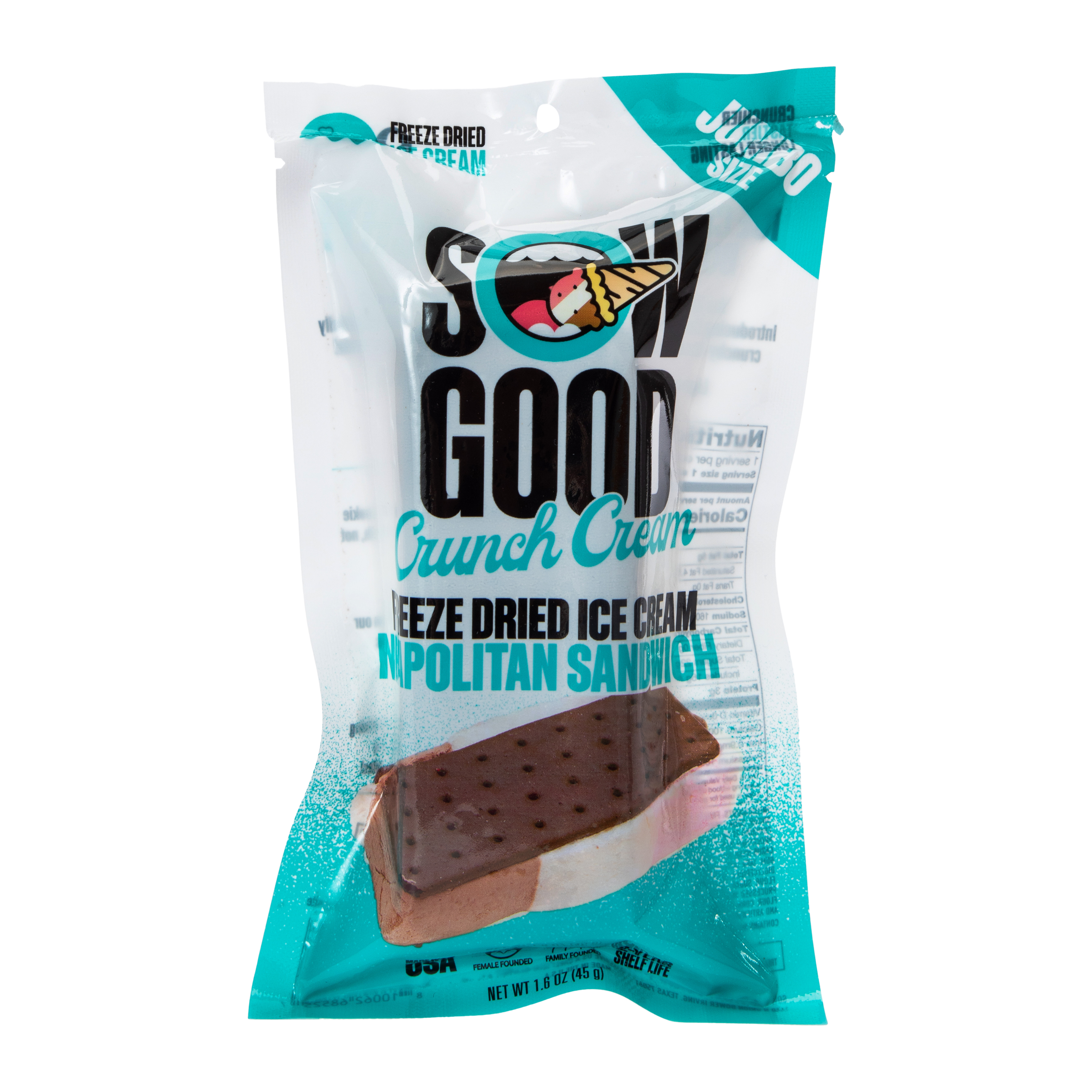 Sow Good Crunch Cream Freeze Dried Ice Cream Neapolitan Sandwich 1.6oz