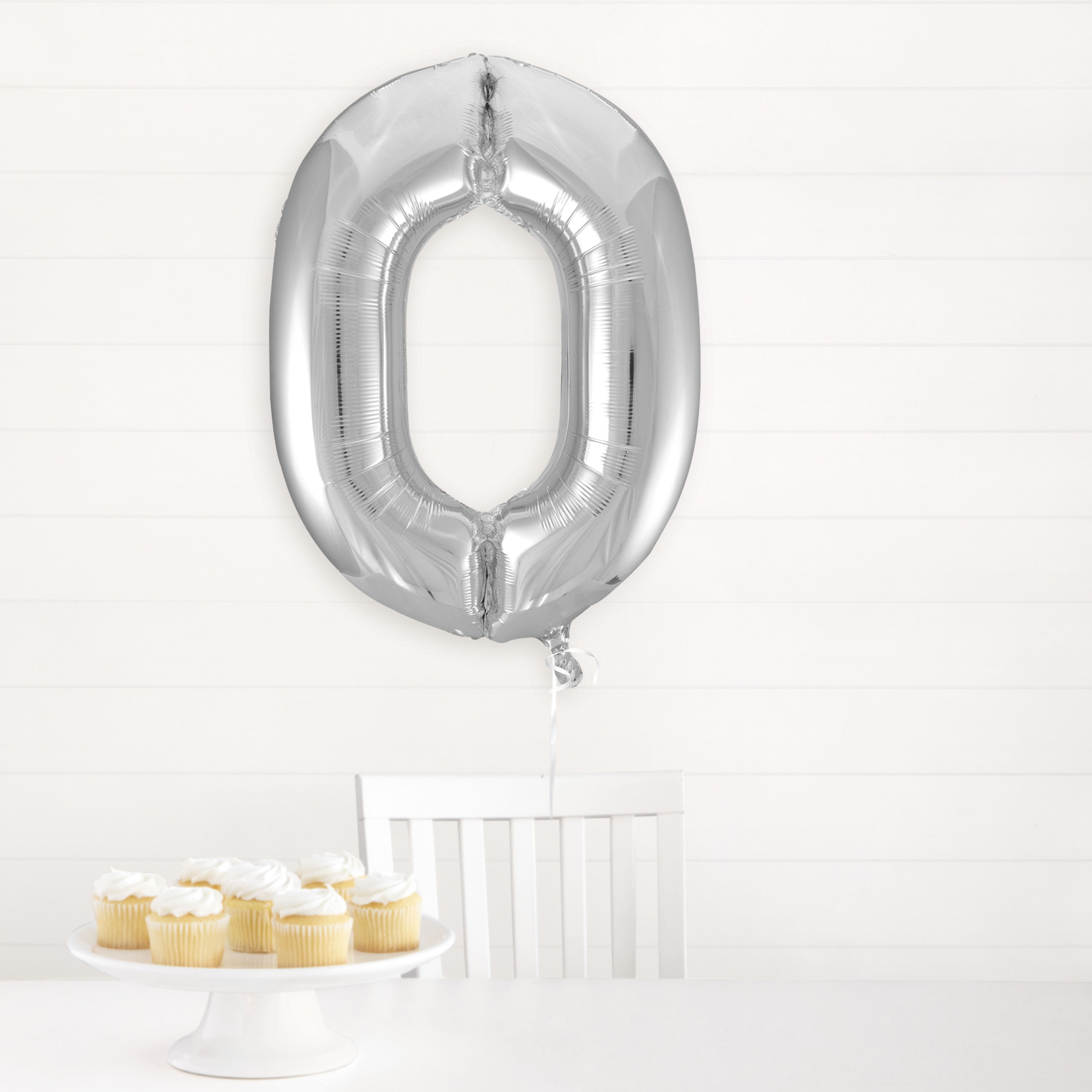 INFLATED Giant Silver Foil Number Balloon 34in