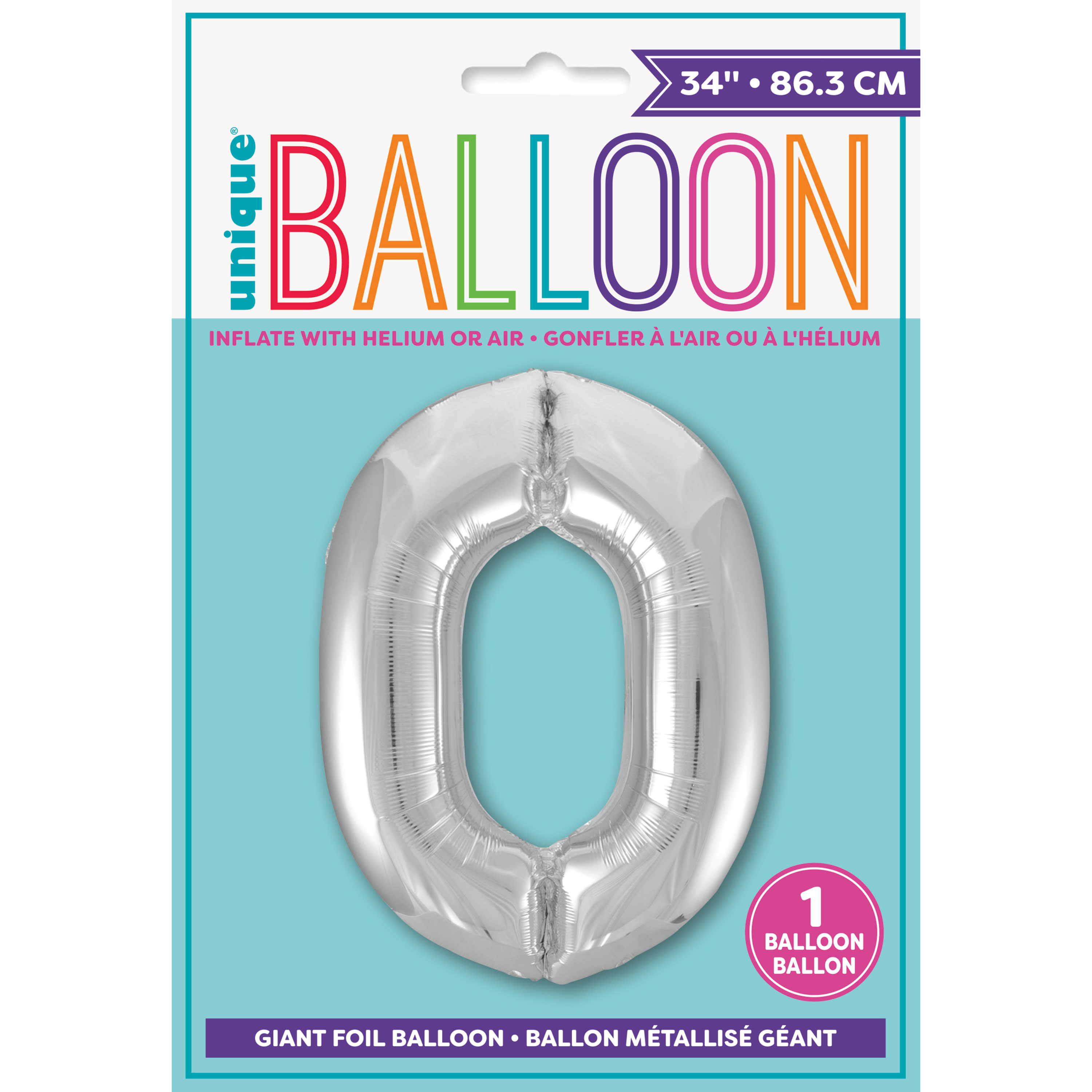 INFLATED Giant Silver Foil Number Balloon 34in