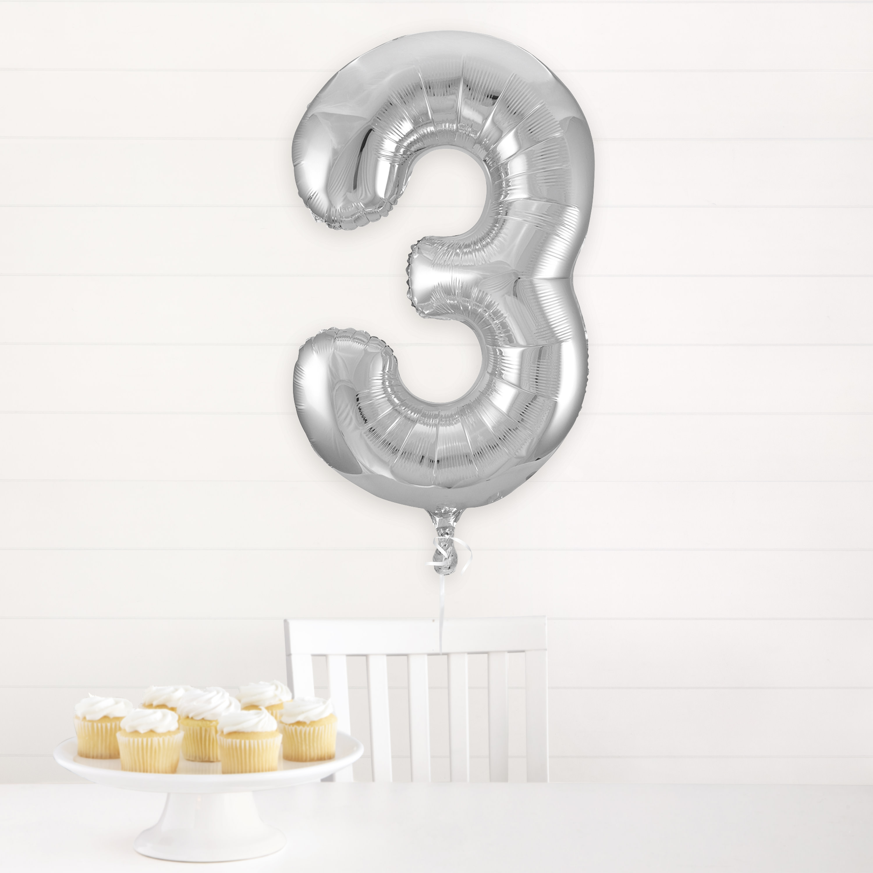 INFLATED Giant Silver Foil Number Balloon 34in