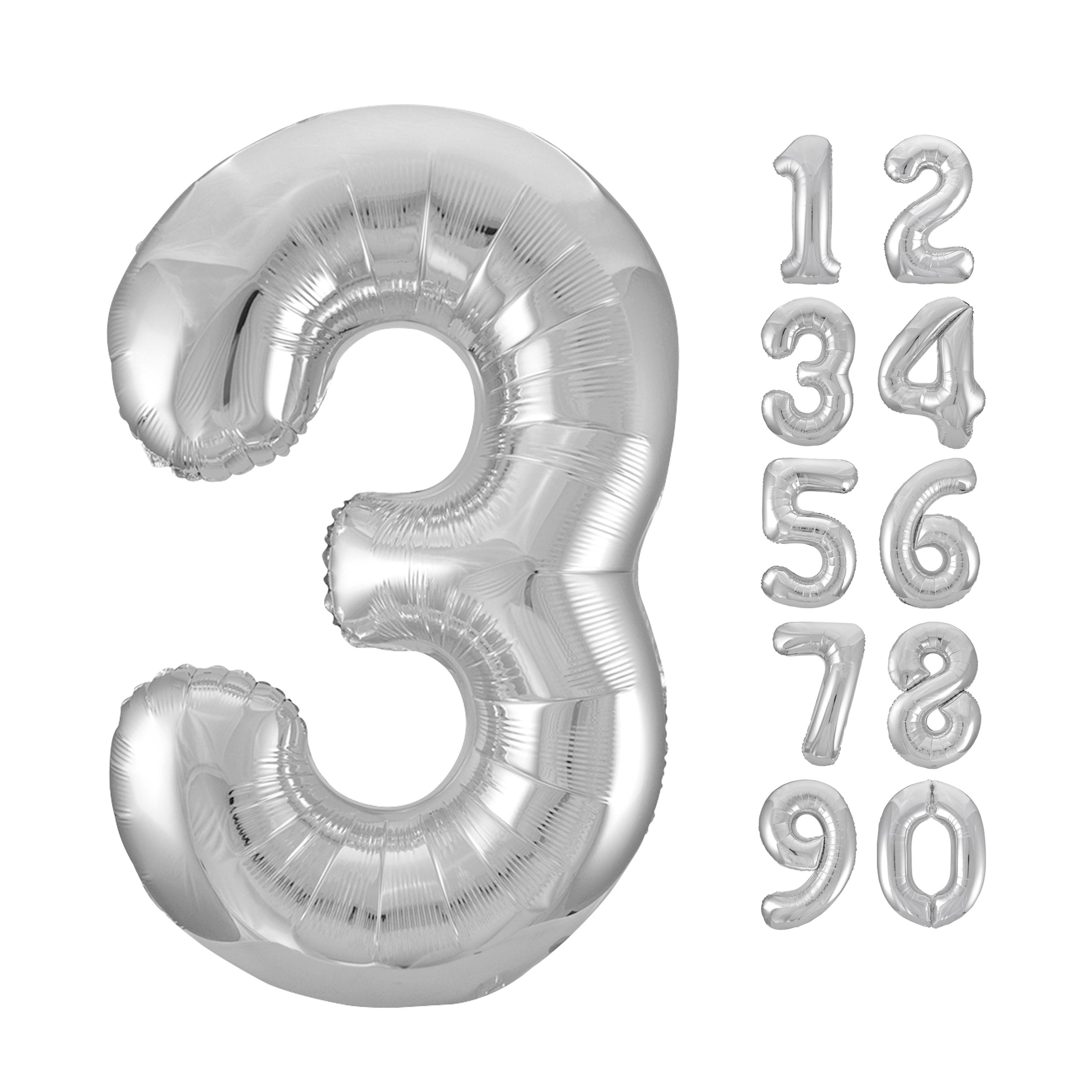INFLATED Giant Silver Foil Number Balloon 34in
