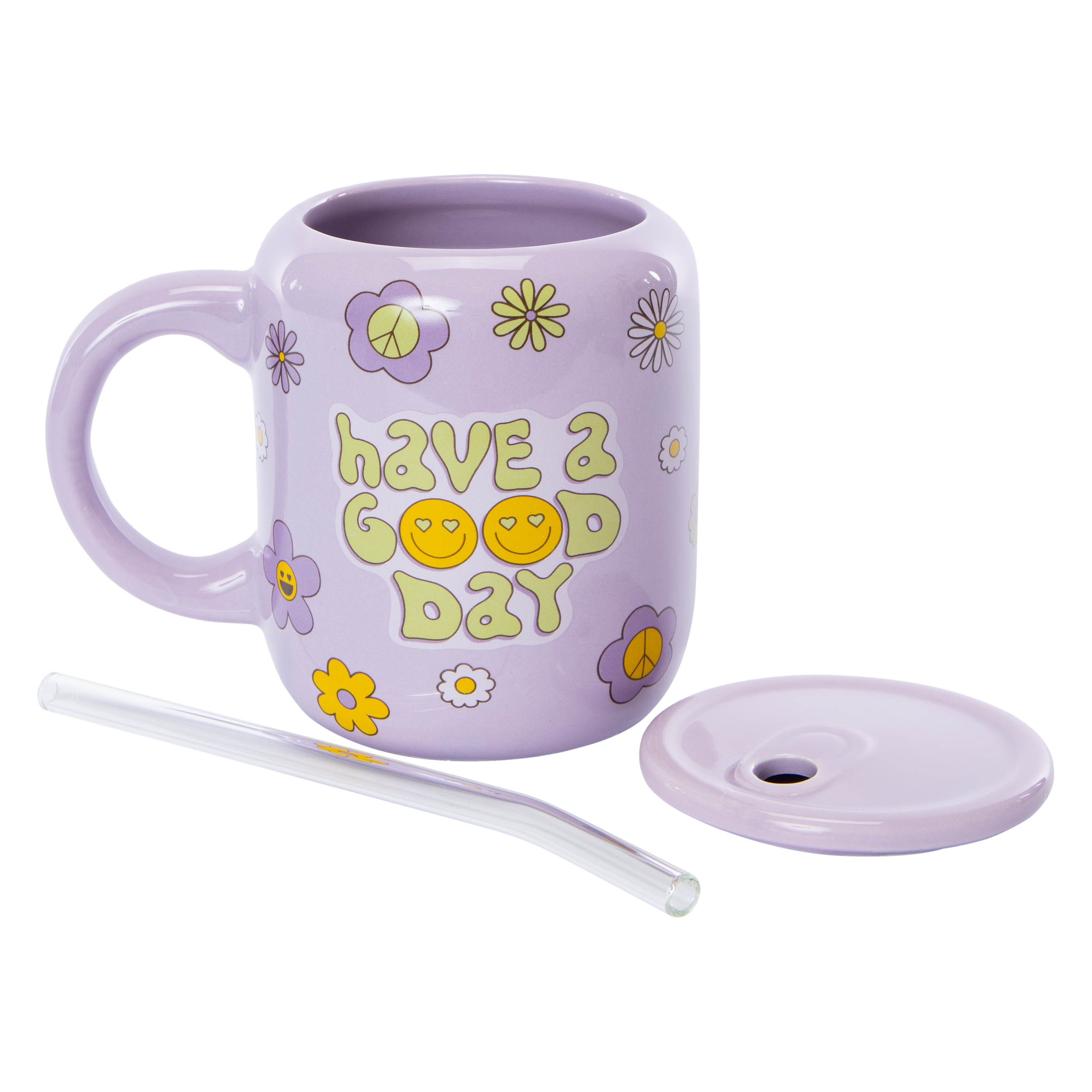 Printed Ceramic Sipper Mug With Lid | Five Below