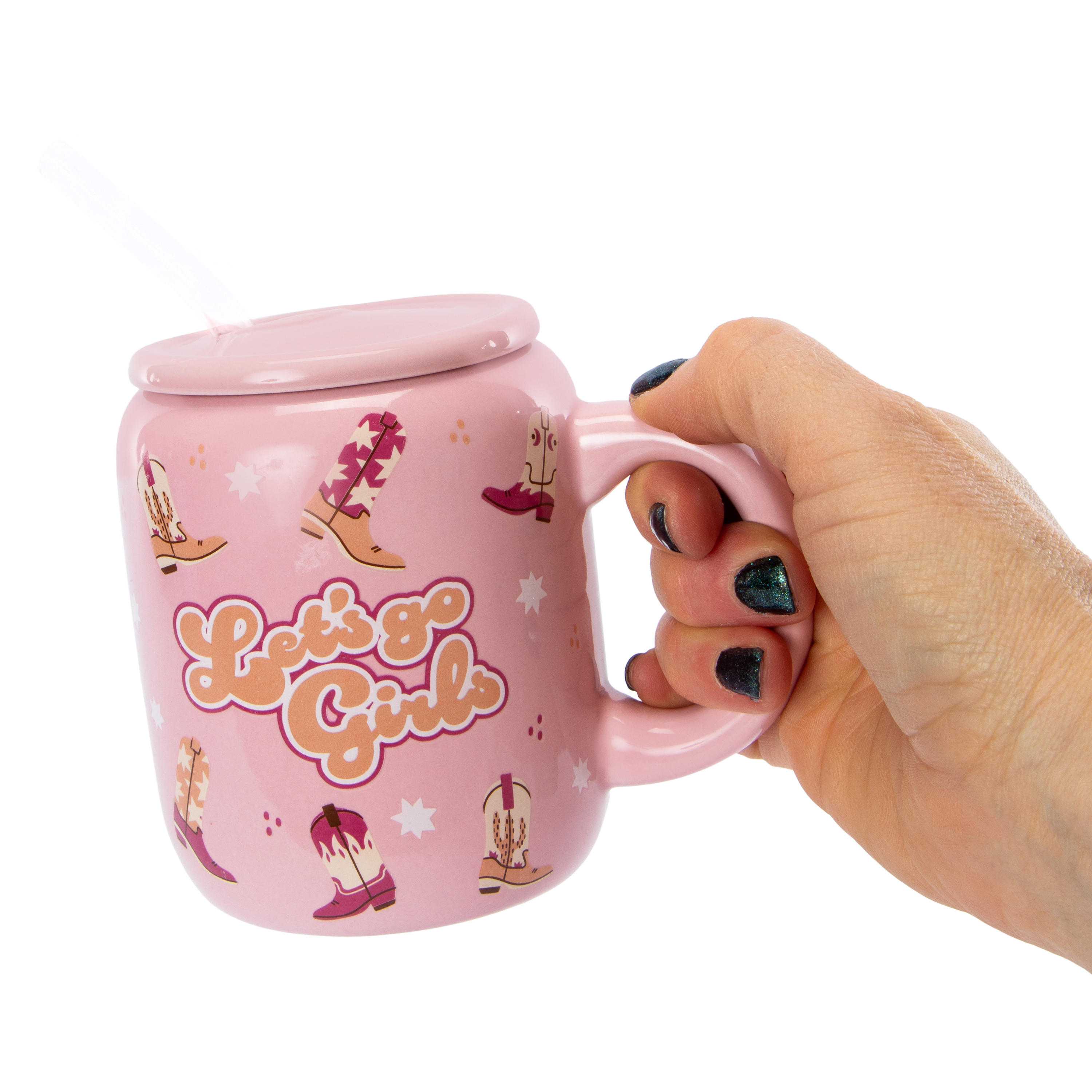 Printed Ceramic Sipper Mug With Lid | Five Below
