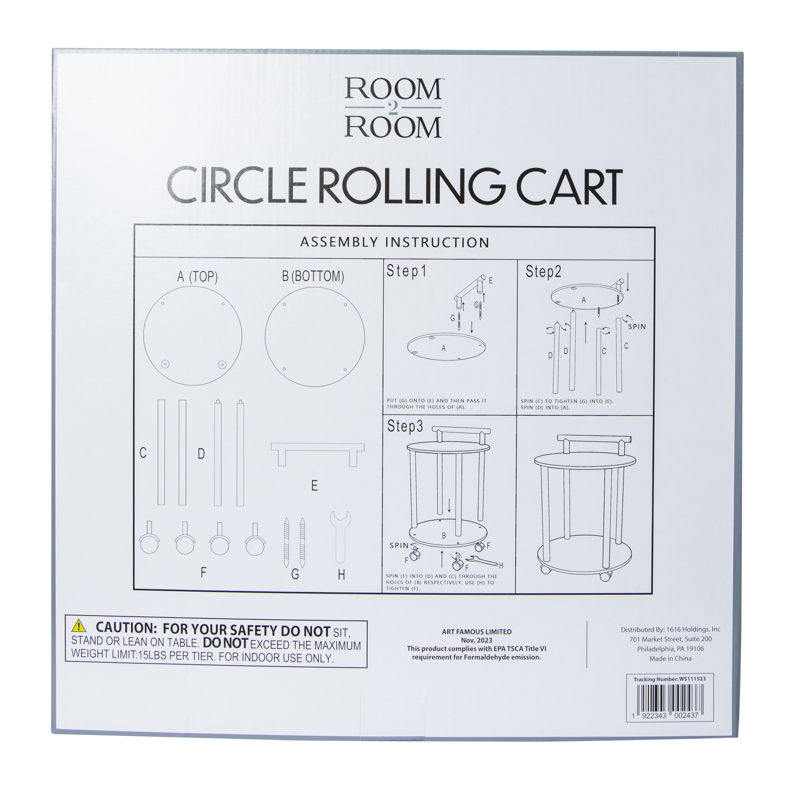 Circle Rolling Cart 15.74in x 21.25in