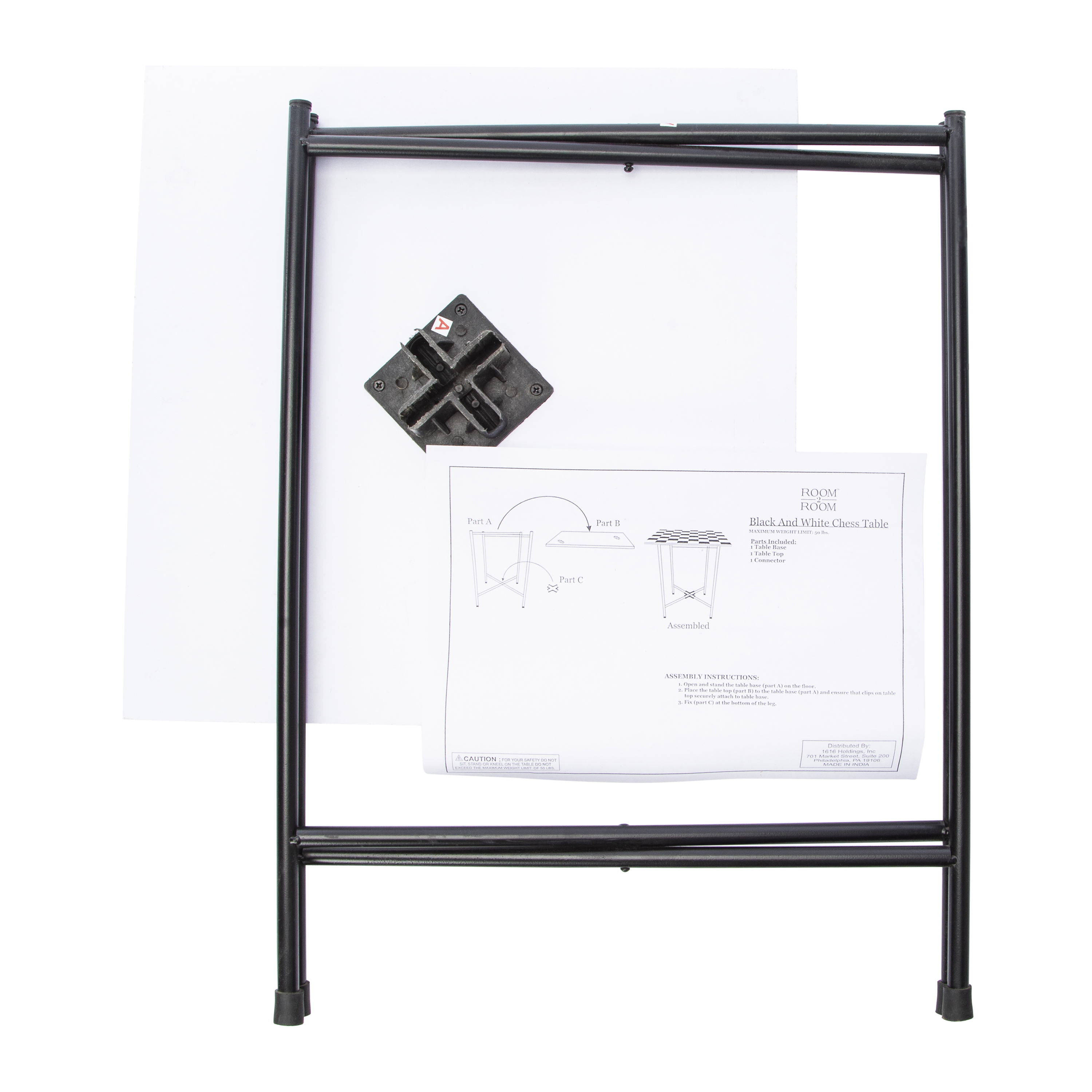 Black & White Chess Table 16in x 21in