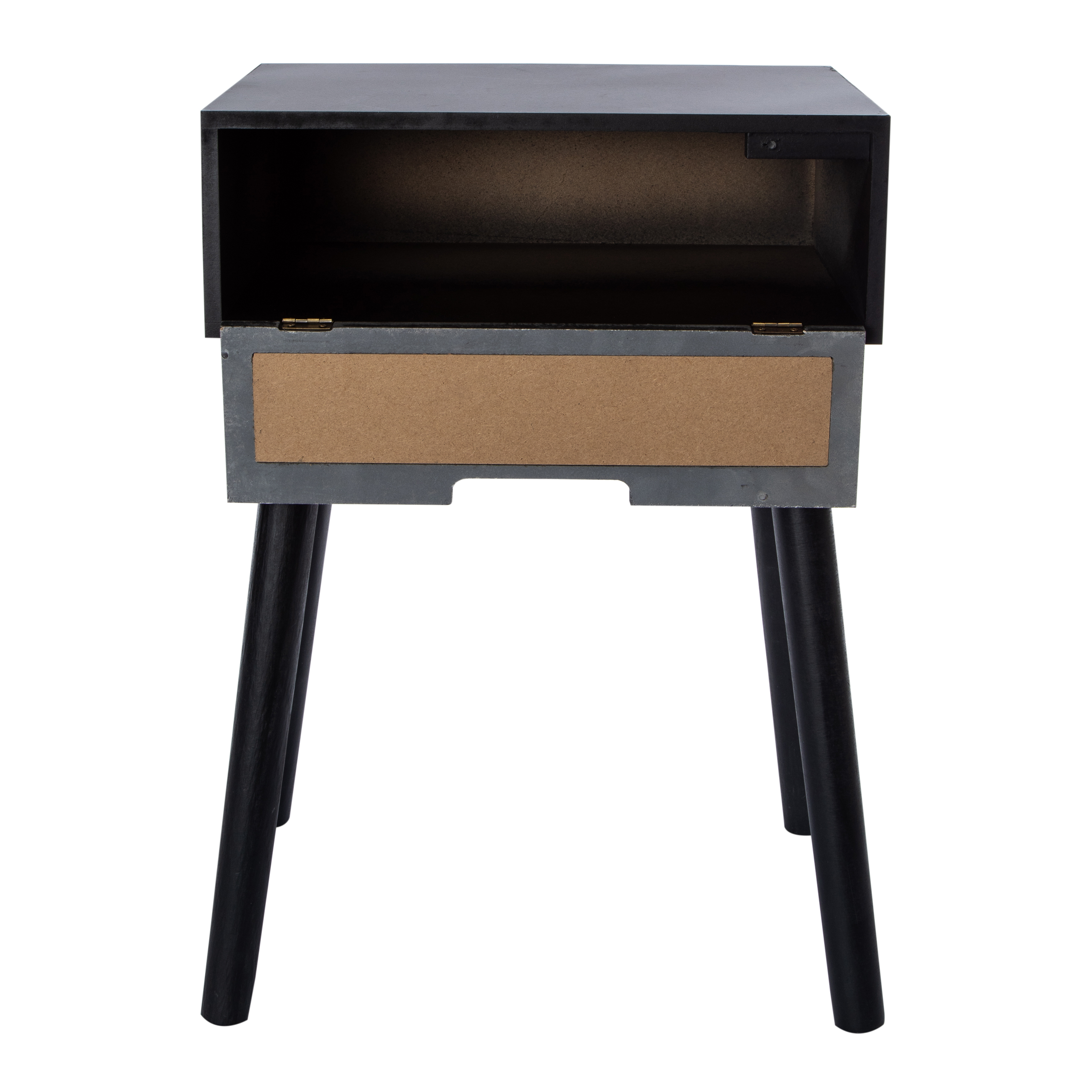 Wooden Side Table With Rattan Cane Accent 20in x 13.58in