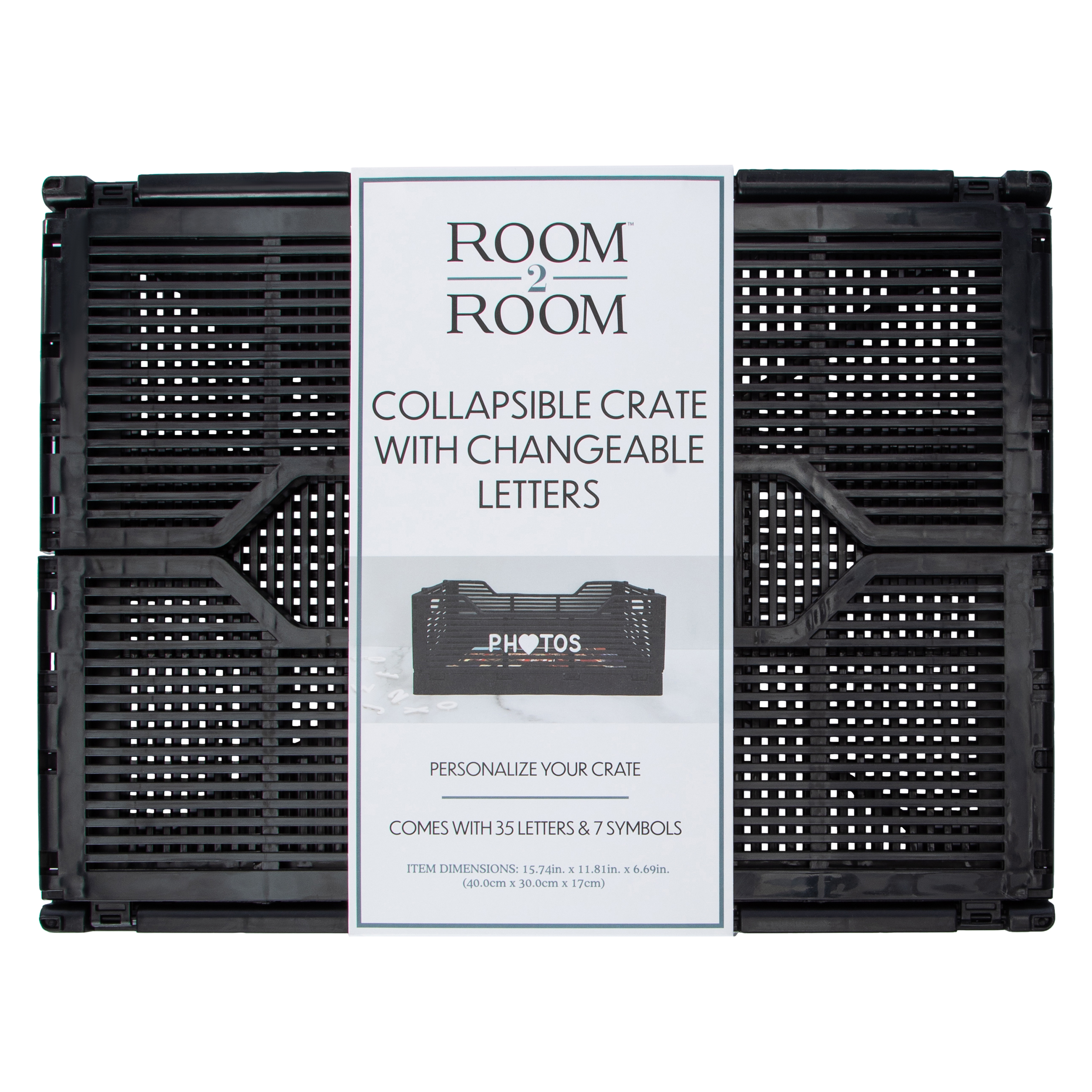Collapsible Crate With Changeable Letters 15.74in x 11.81in