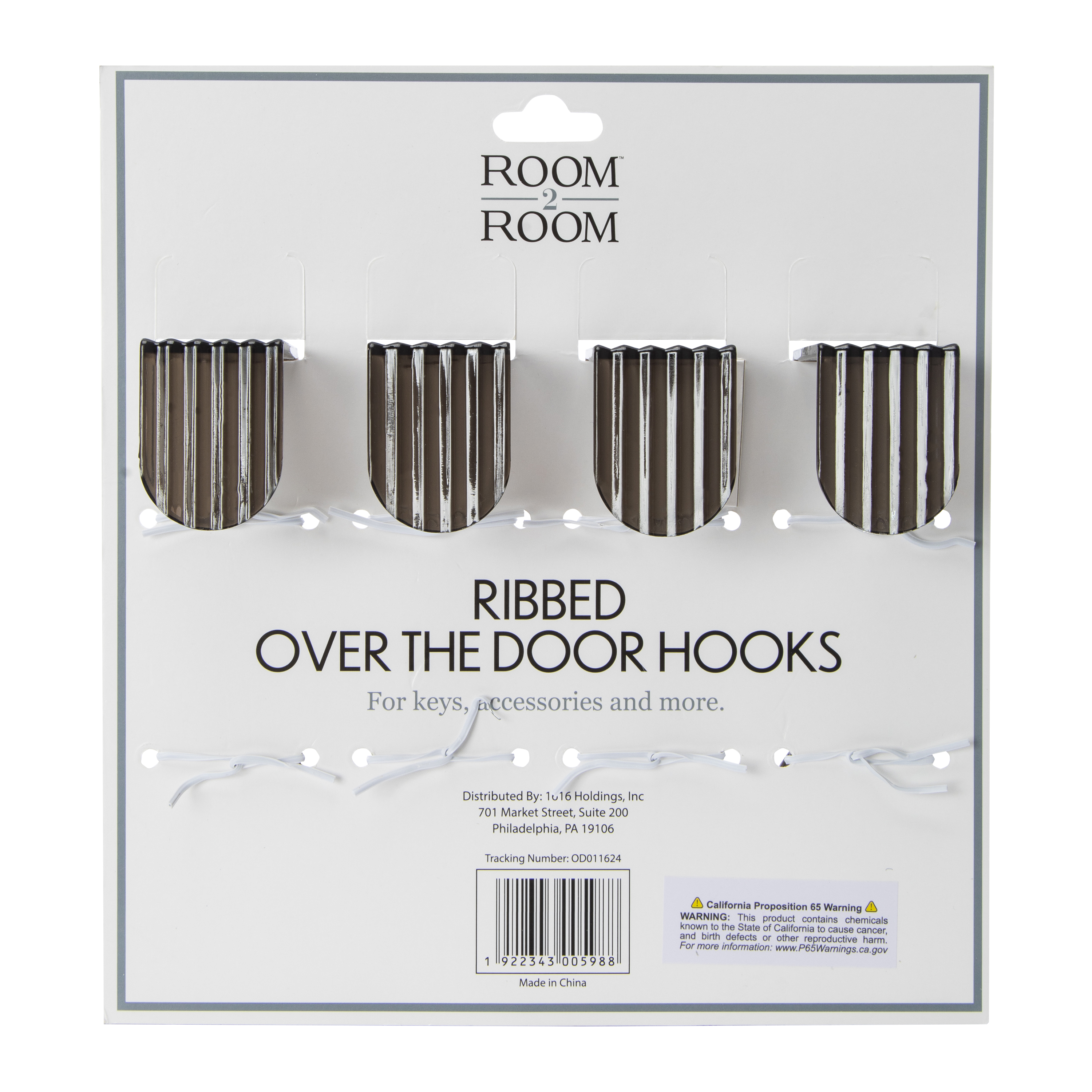 Textured Over The Door Hooks 4-Count
