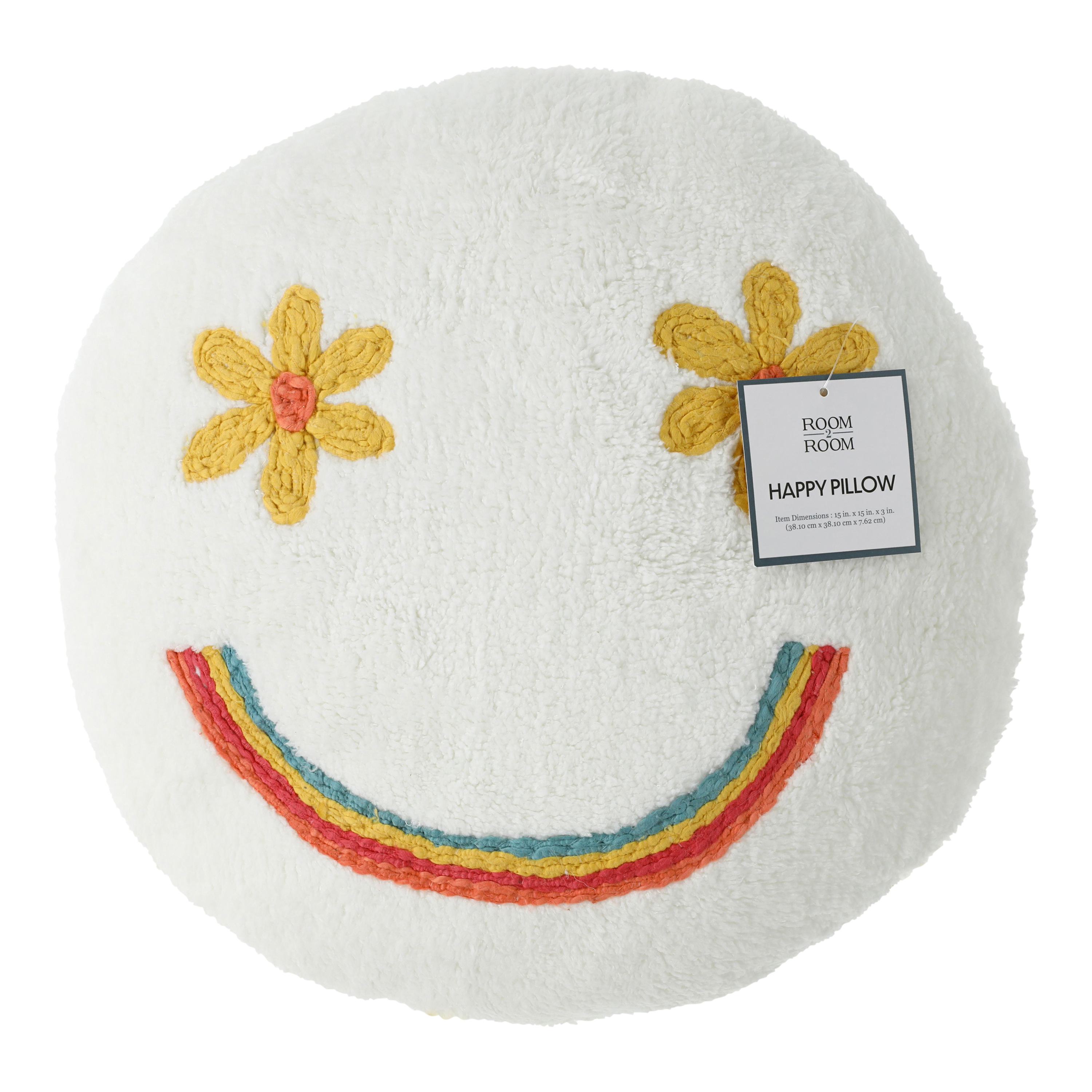 Happy Face Throw Pillow 15in
