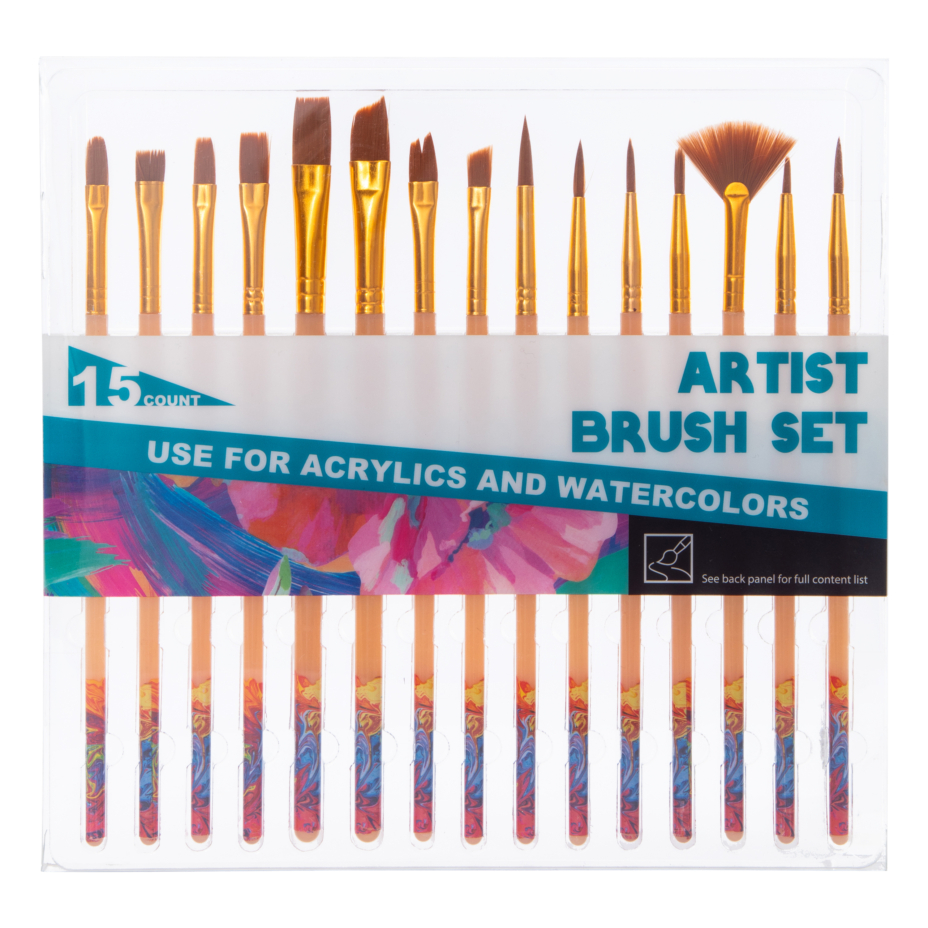 Marble-Dipped Artist Brush Set 15-Piece