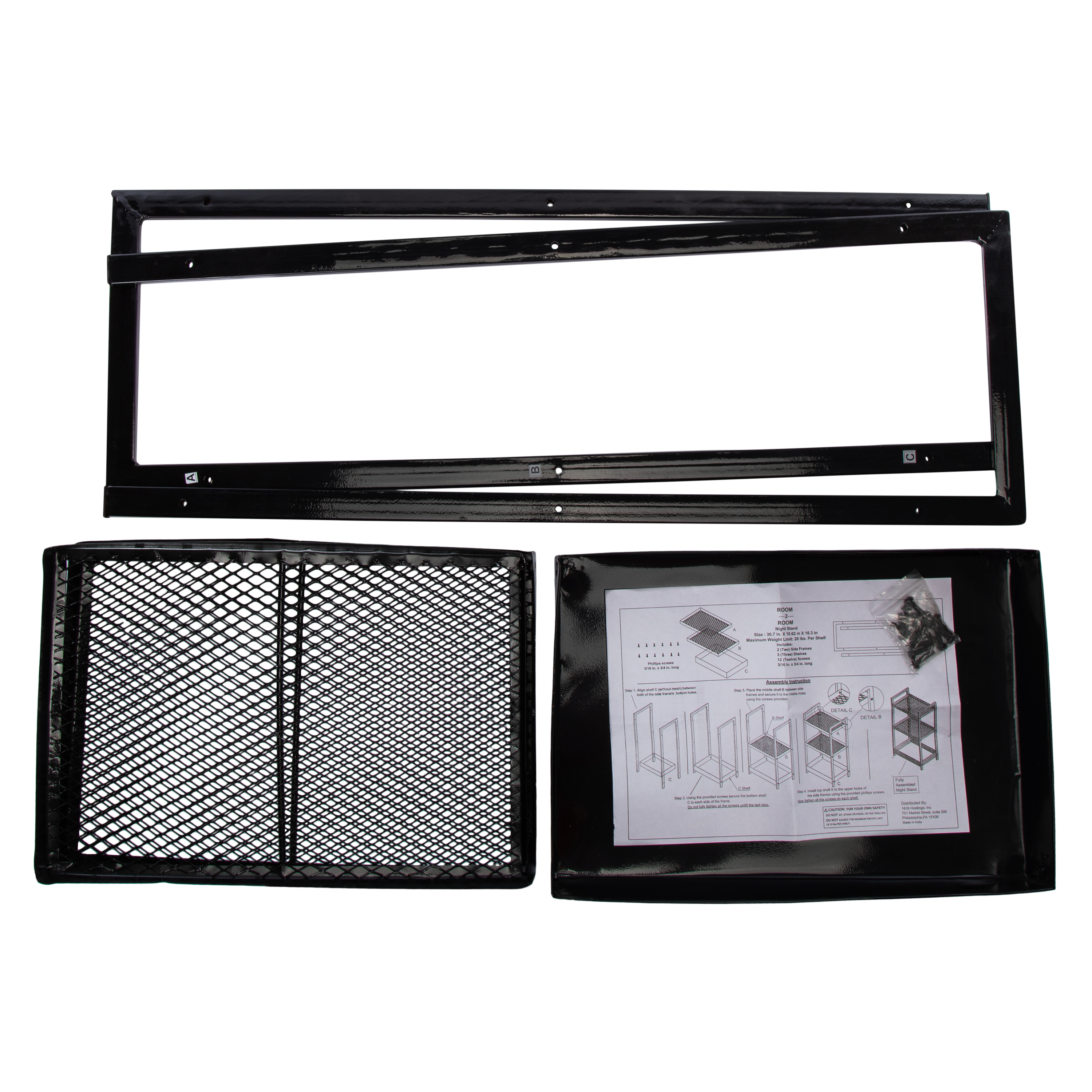 3-Tier Night Stand 16.3in x 30.7in