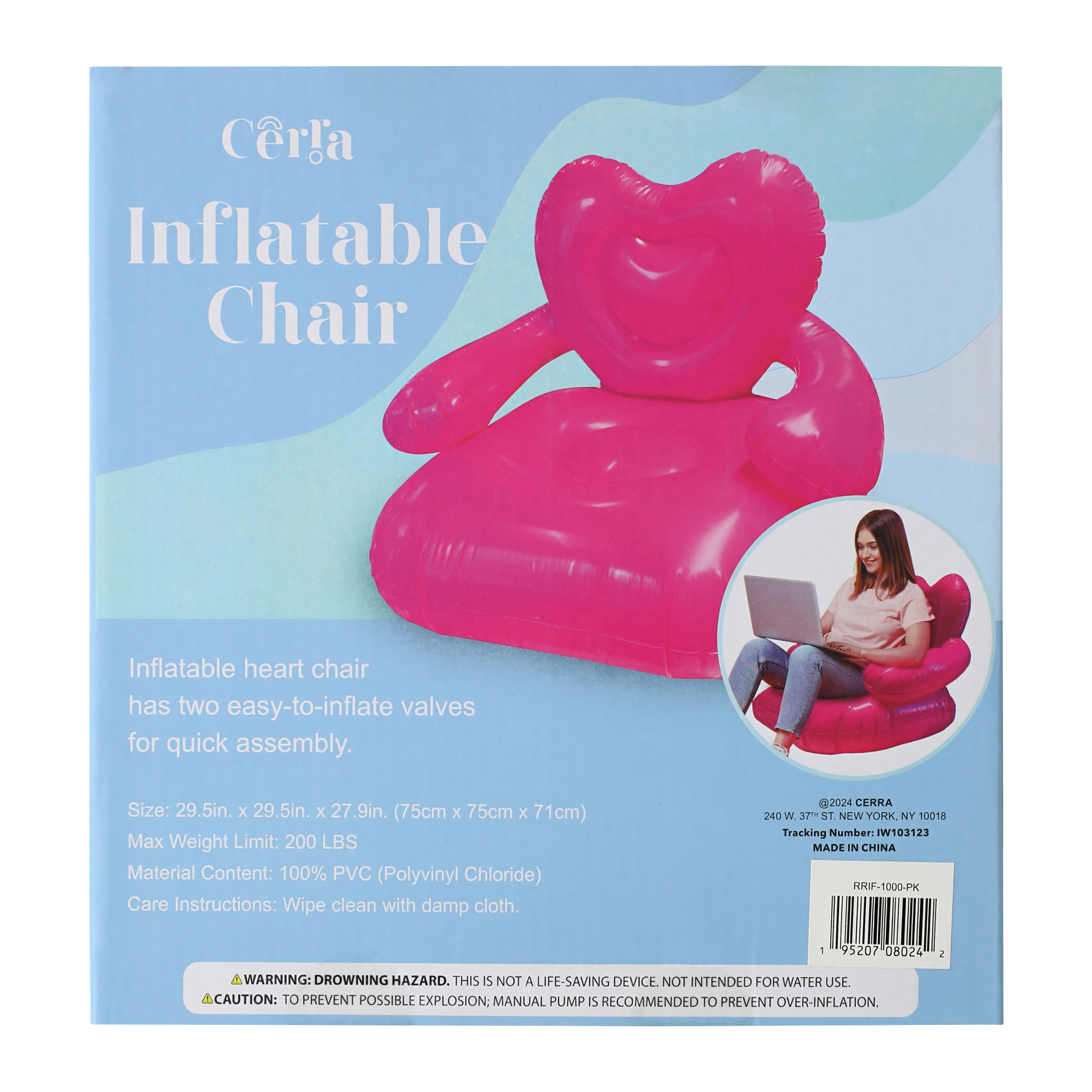 Inflatable Heart Chair 29.5in x 27.9in