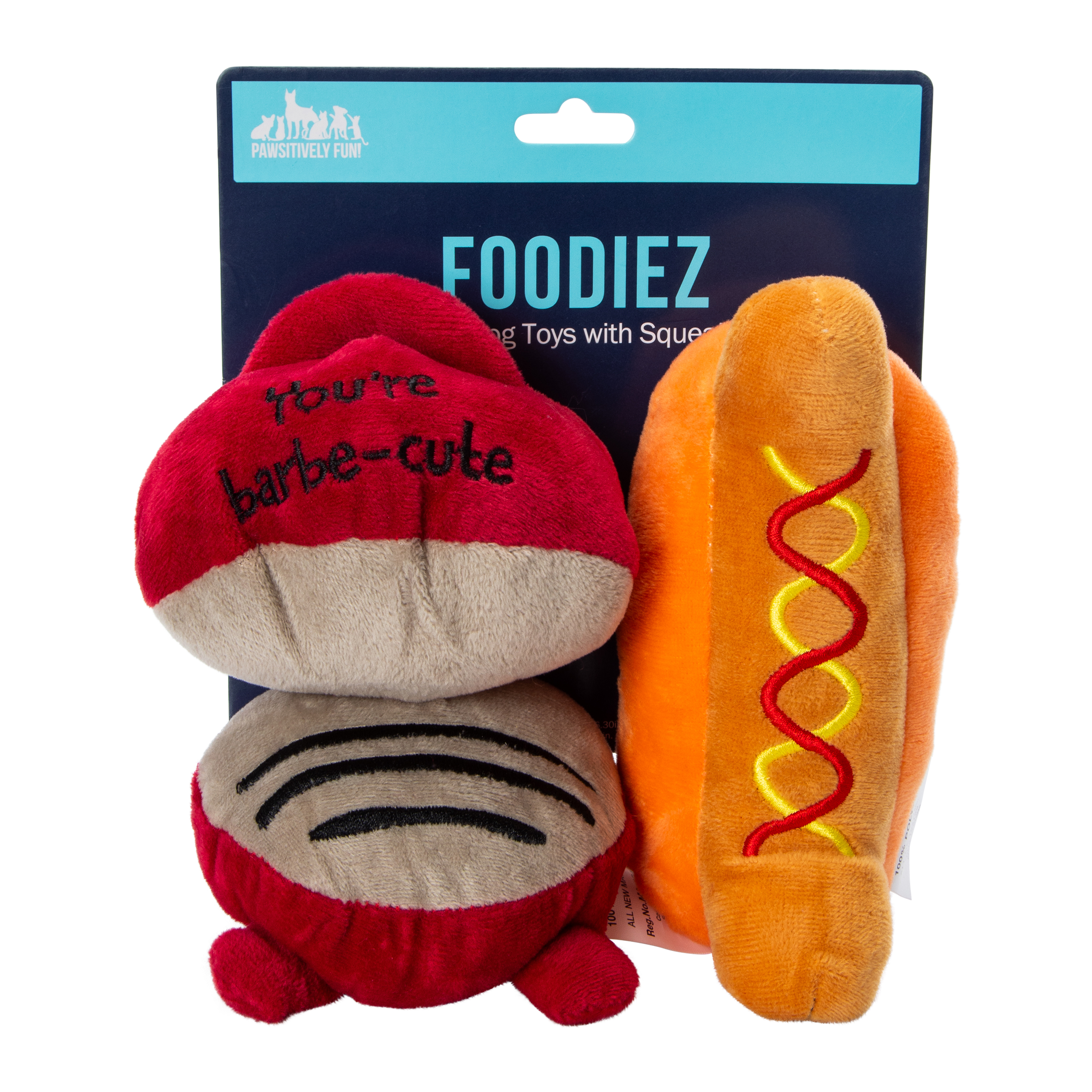 Foodiez Plush Dog Toys With Squeaker 2-Count