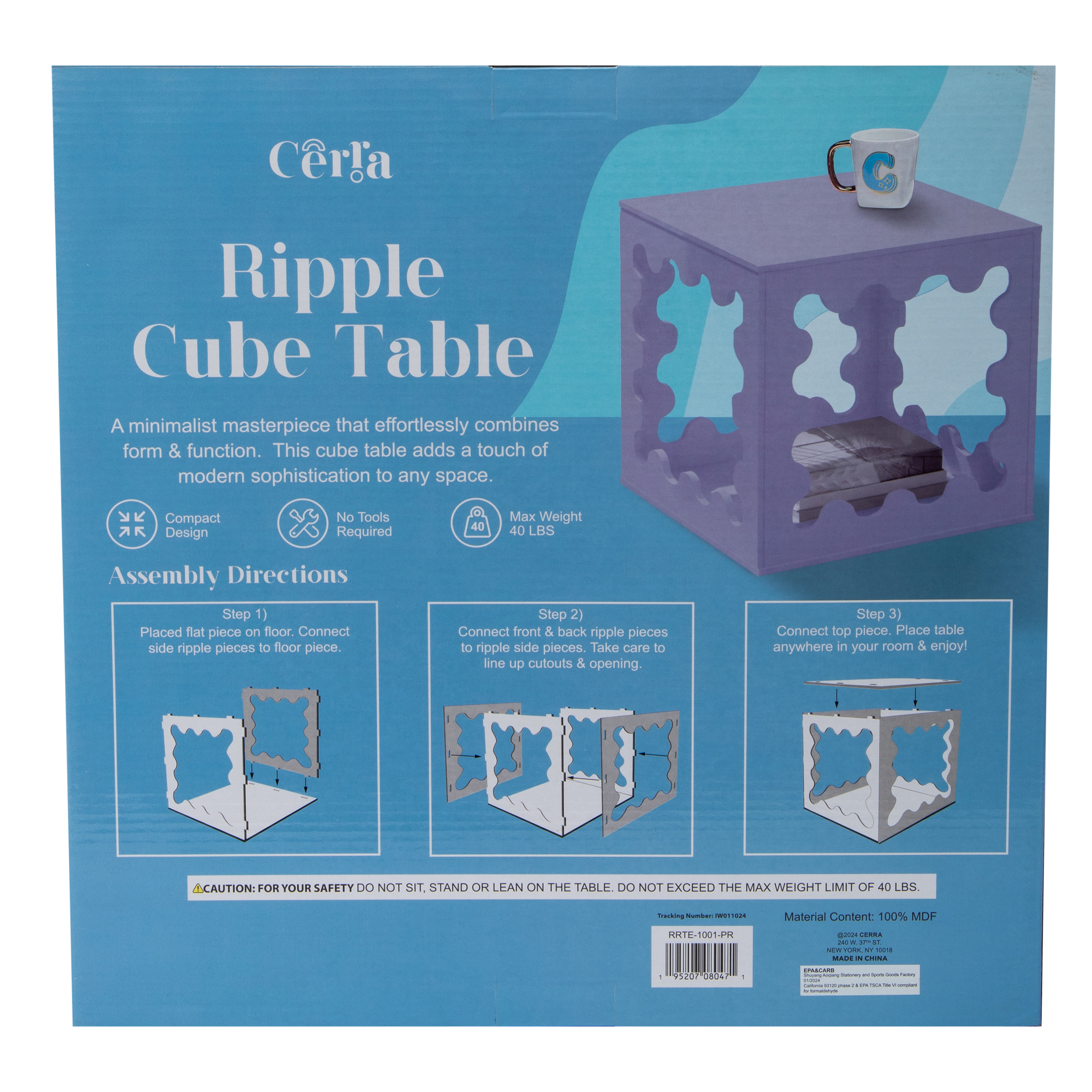 Ripple Cube Table 16in