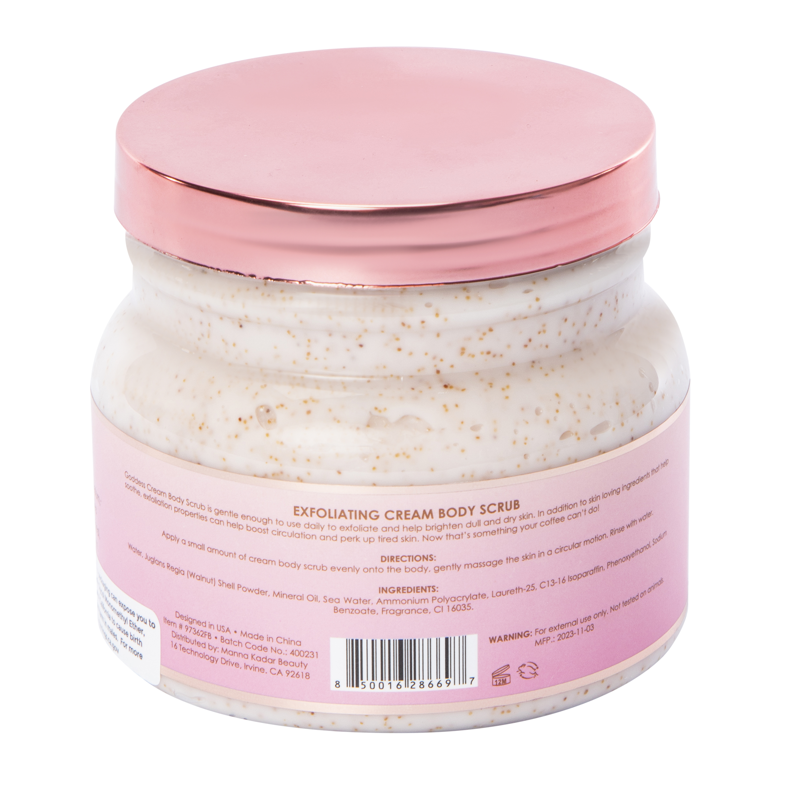 Goddess By Manna Kadar Exfoliating Cream Body Scrub 13.5oz - Pomegranate
