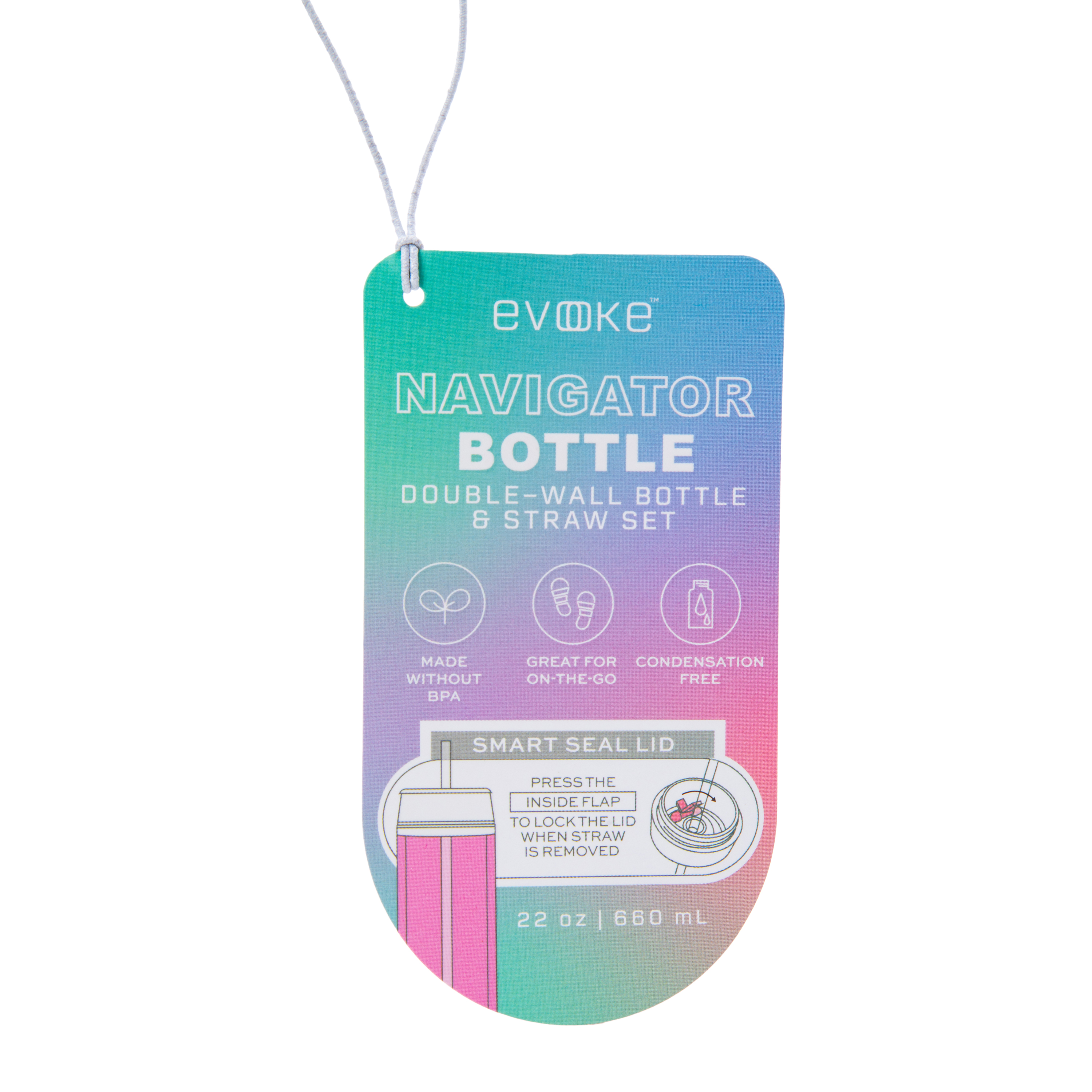 Evoke™ Navigator Double-Wall Water Bottle & Straw Set 22oz