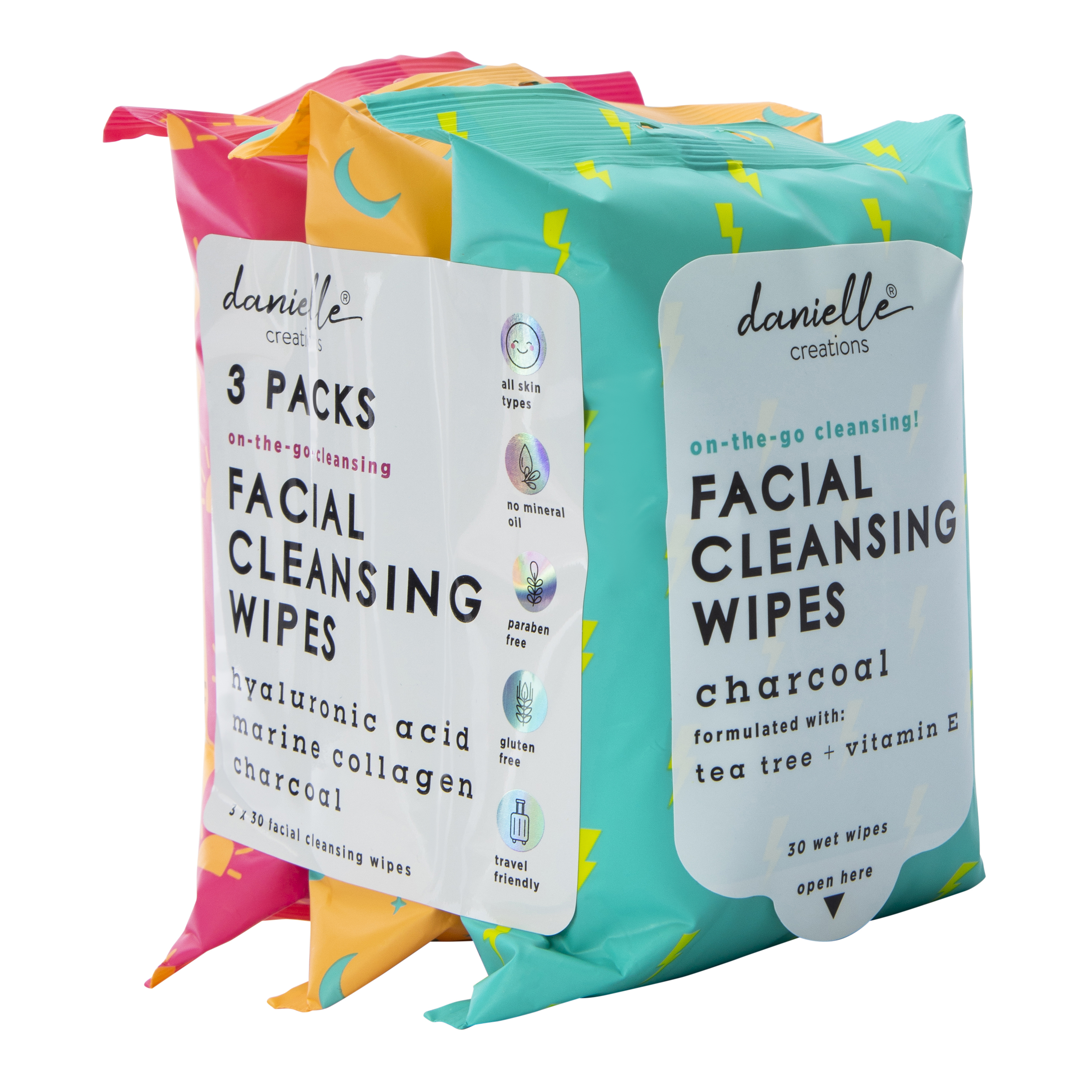 Danielle Creations® Facial Cleansing Wipes 3-Count