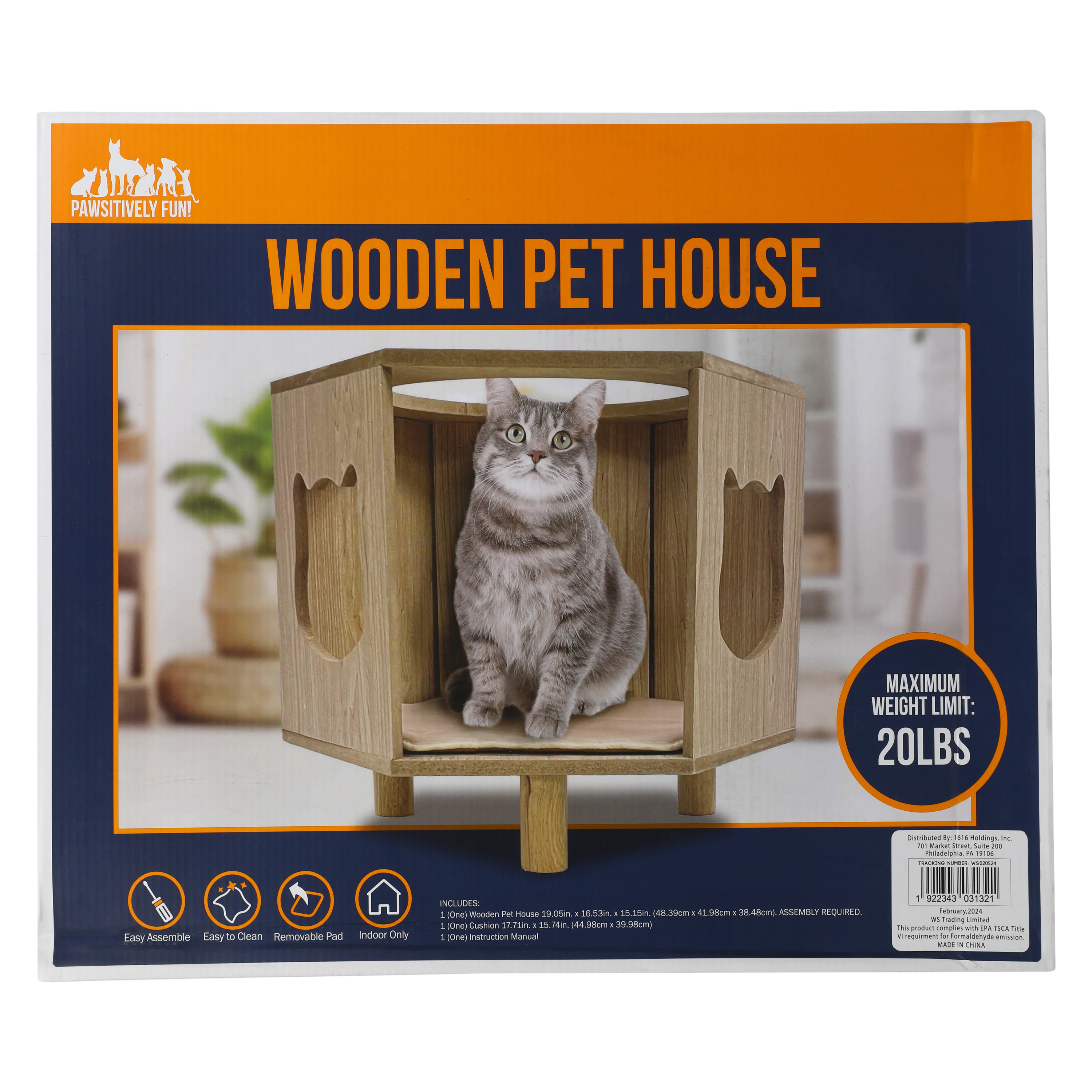 Wooden Cat House 19.05in x 16.53in