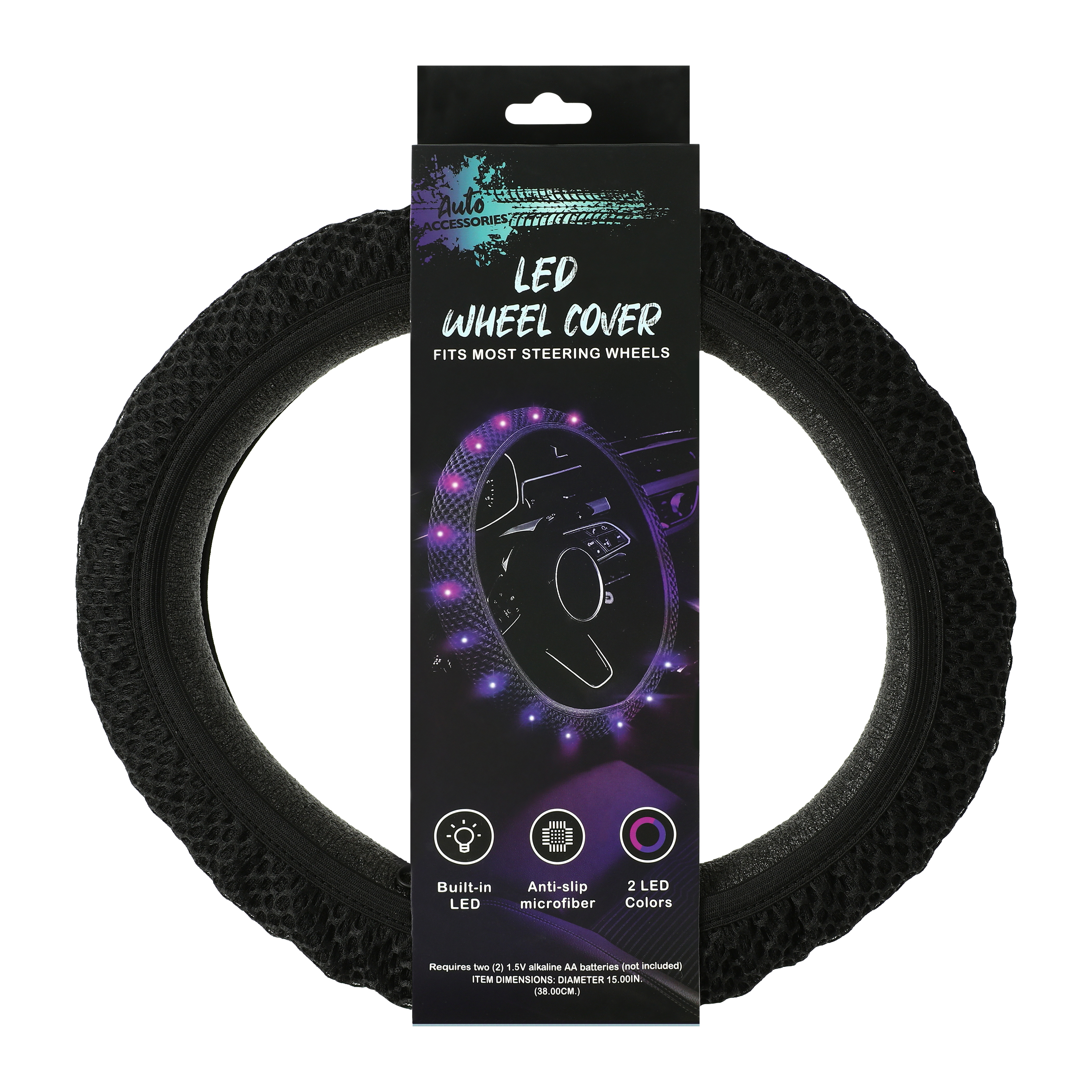 LED Car Steering Wheel Cover 15in