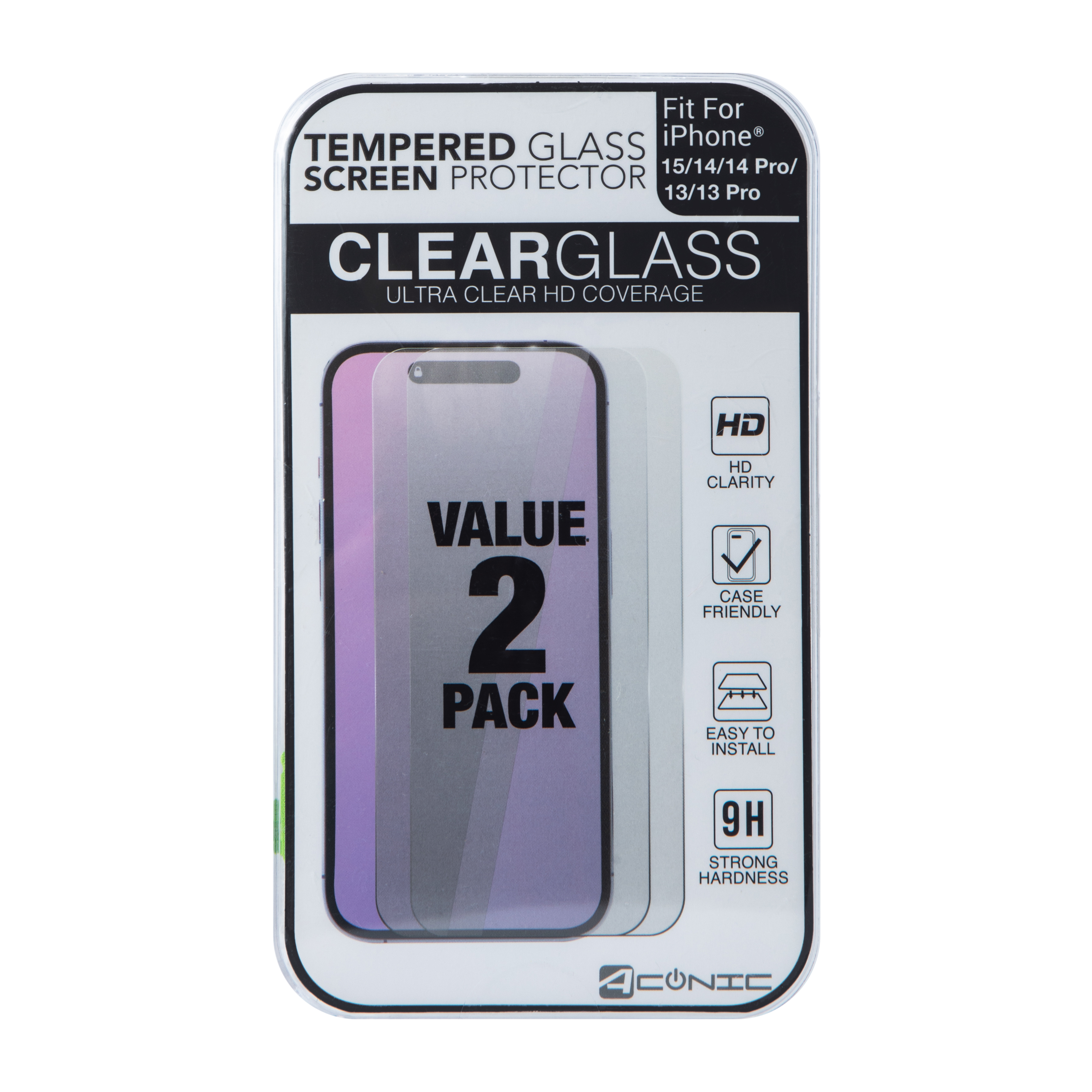 iPhone Pro® Tempered Glass Screen Protector 2-Pack