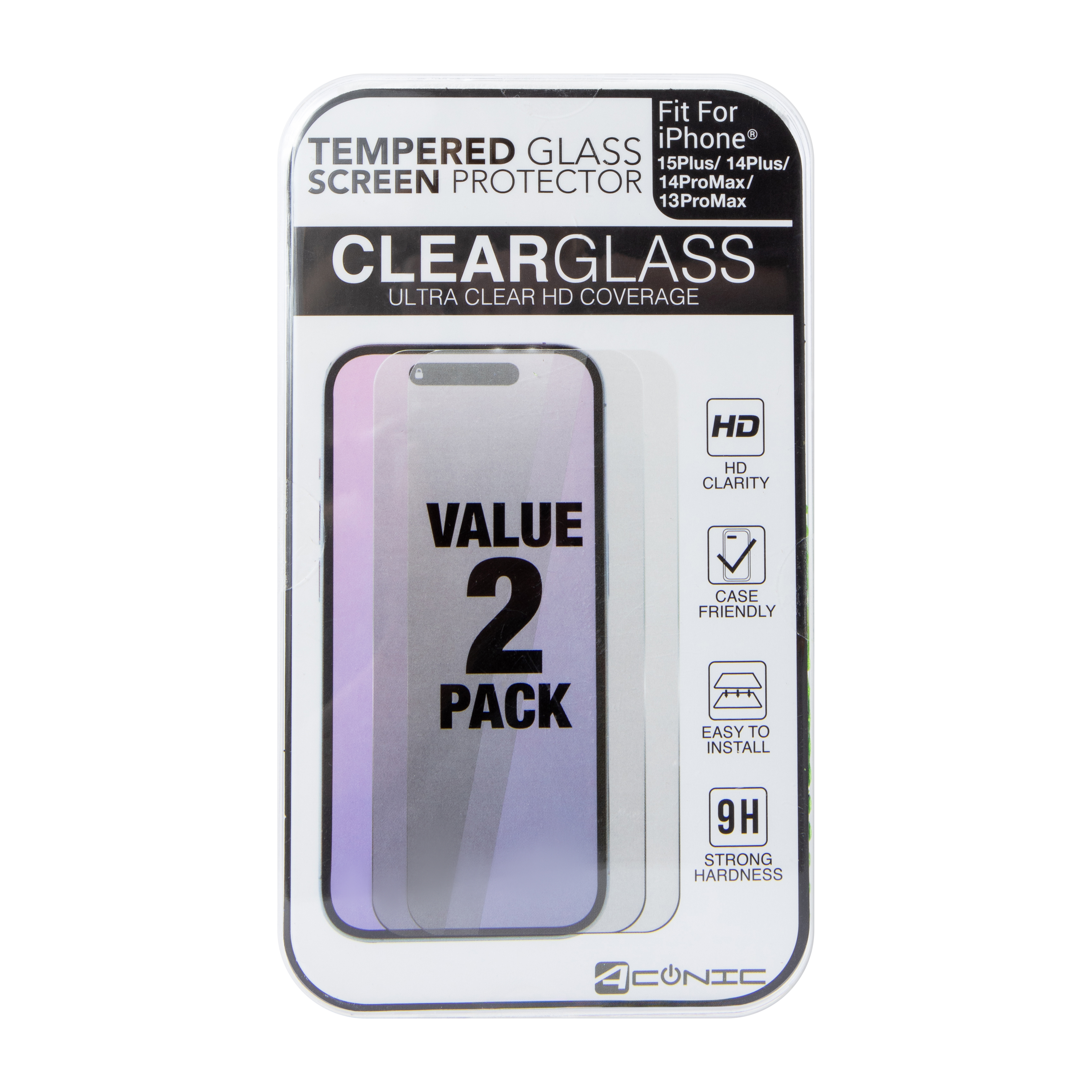 iPhone Plus® HD Clarity Tempered Glass 2-Pack