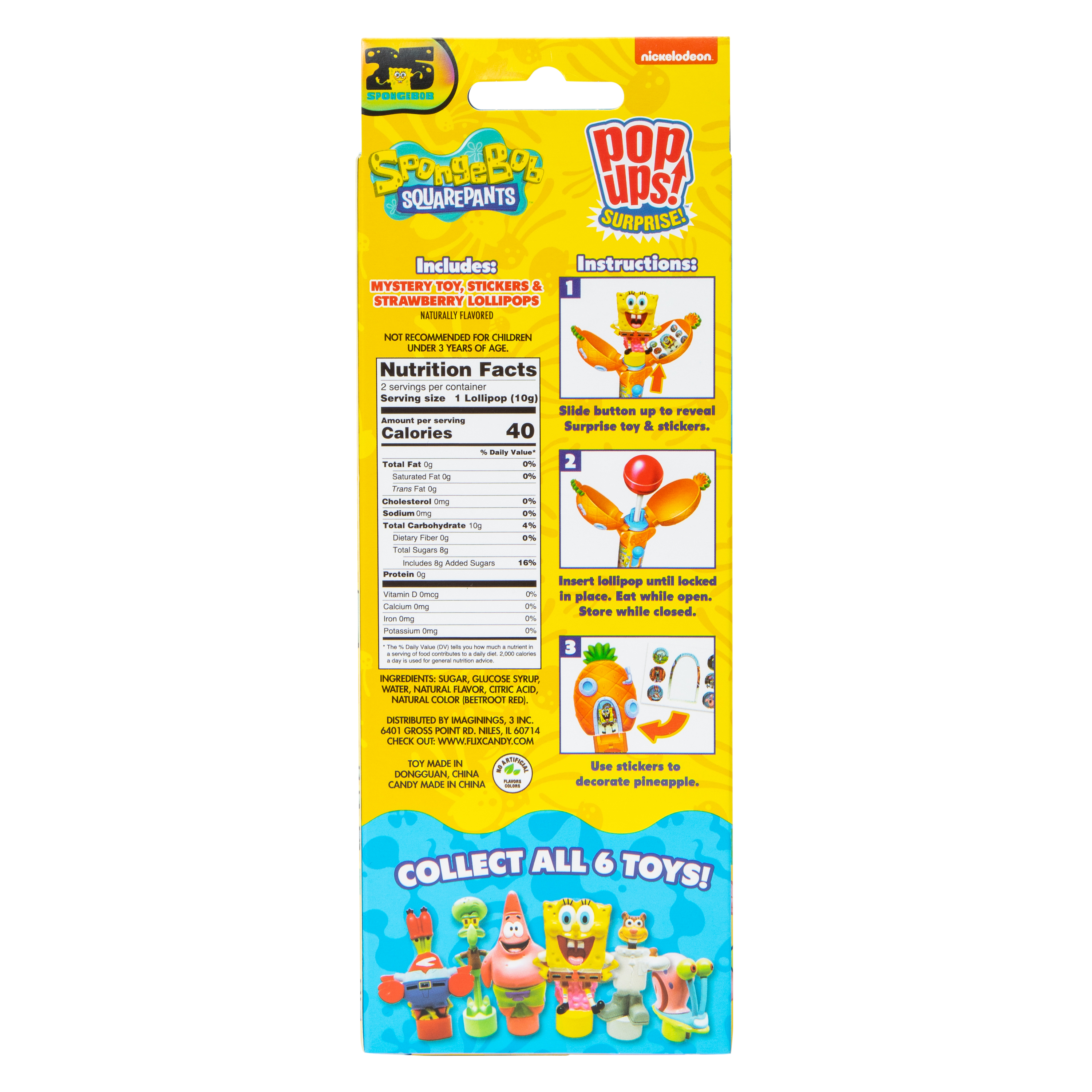 Spongebob Squarepants™ Pop Ups Surprise™ Lollipops