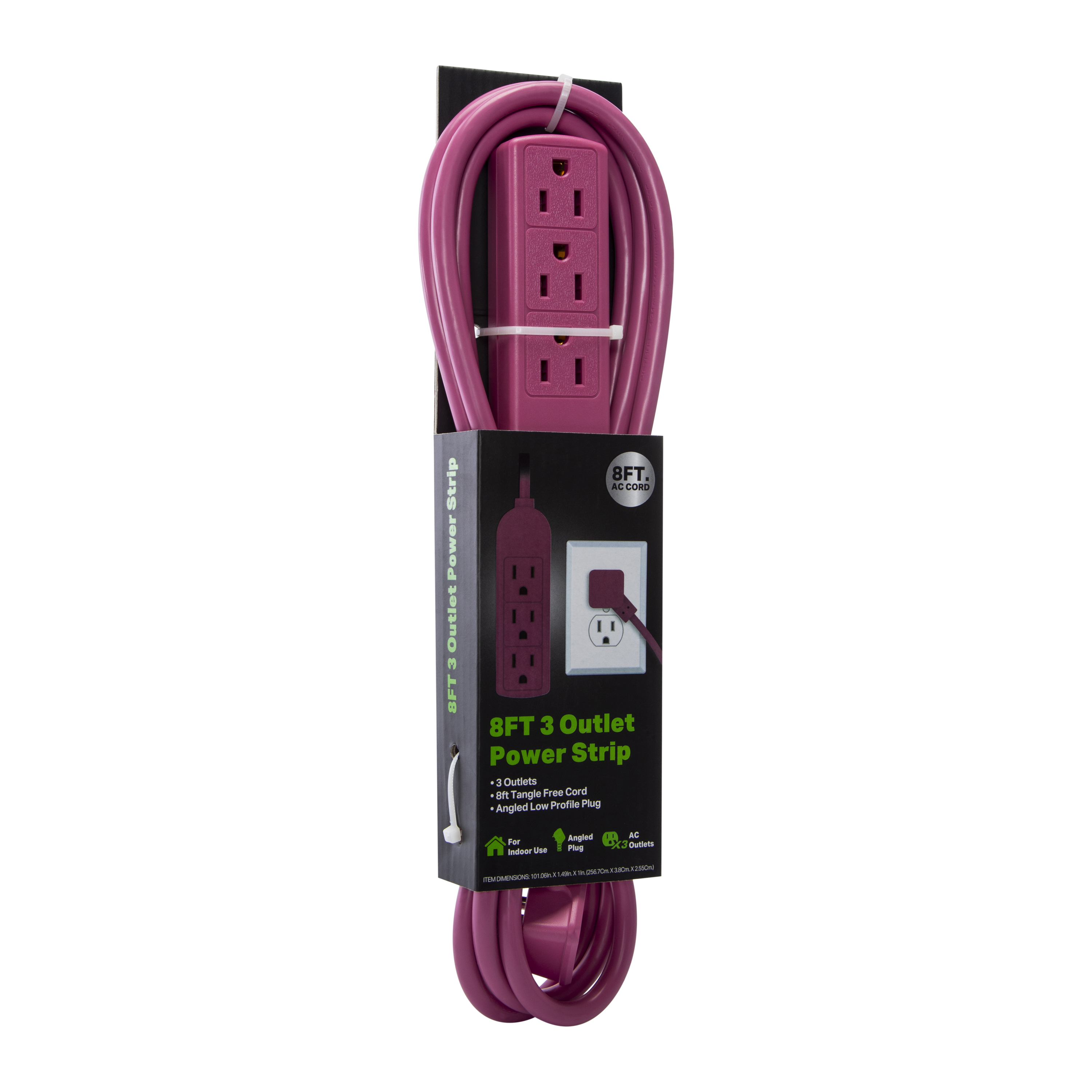 8ft Power Strip With 3 Outlets