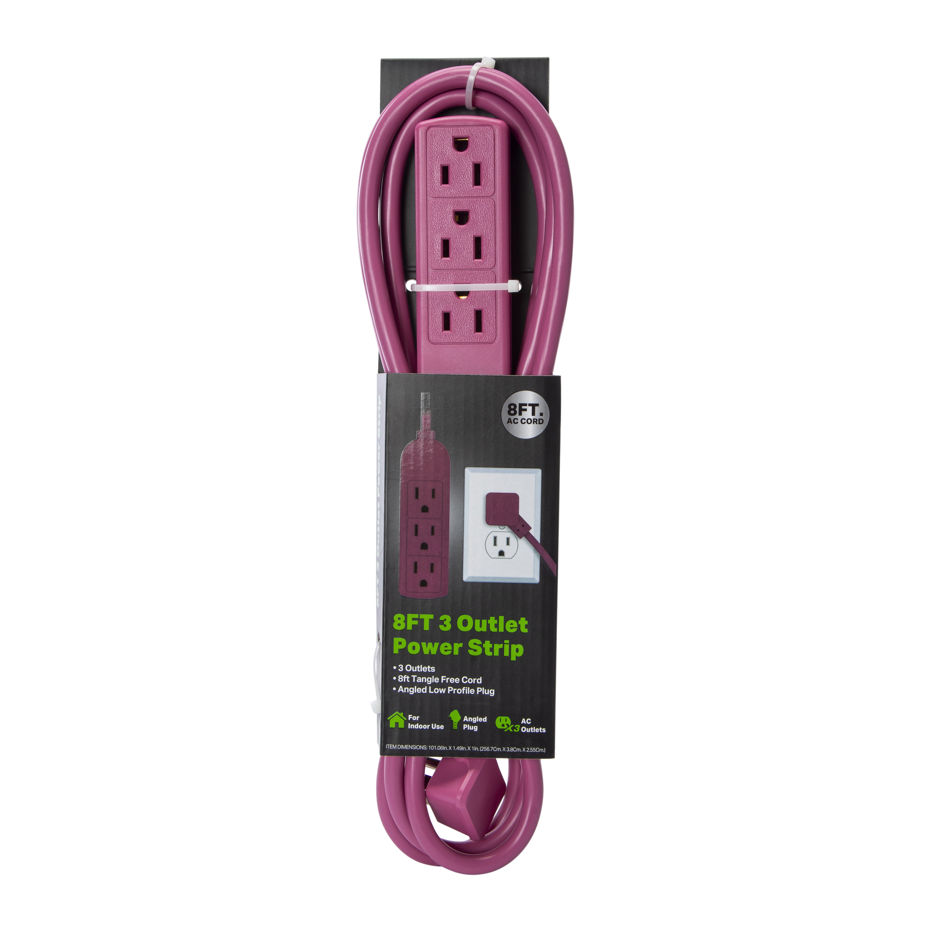 8ft Power Strip With 3 Outlets