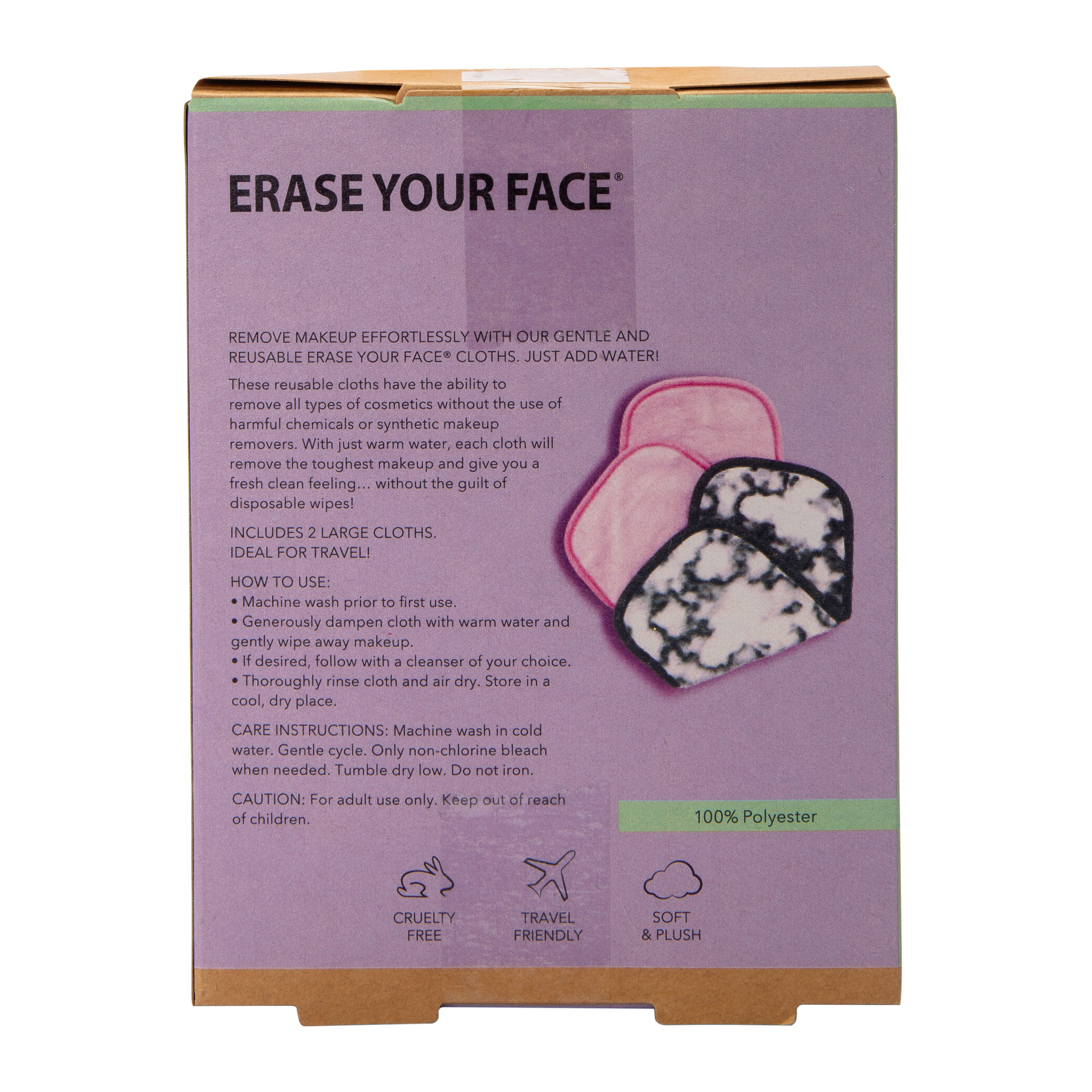 Erase Your Face® Reusable Makeup Removing Cloths 2-Count