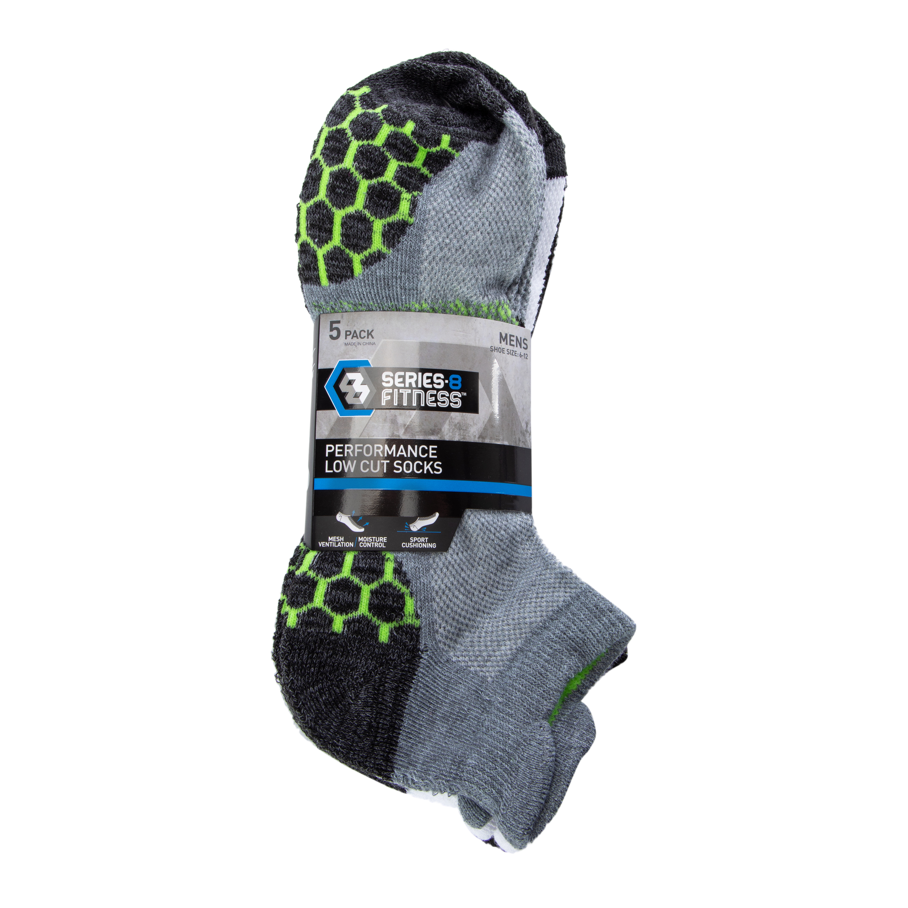 Series-8 Fitness™ Mens Performance Low-Cut Socks 5-Pack