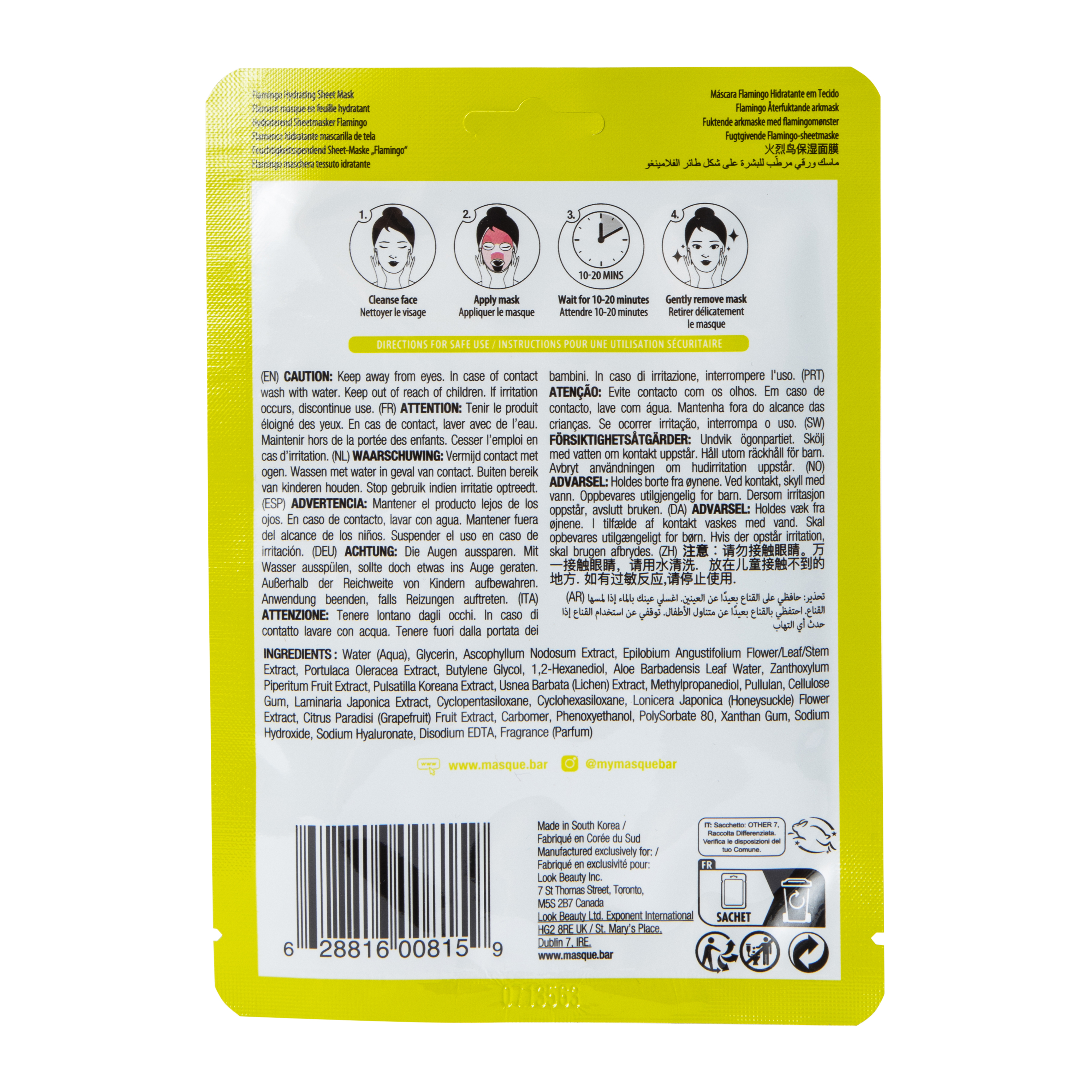 Masque Bar™ Pretty Animalz Flamingo Hydrating Sheet Mask 0.71oz