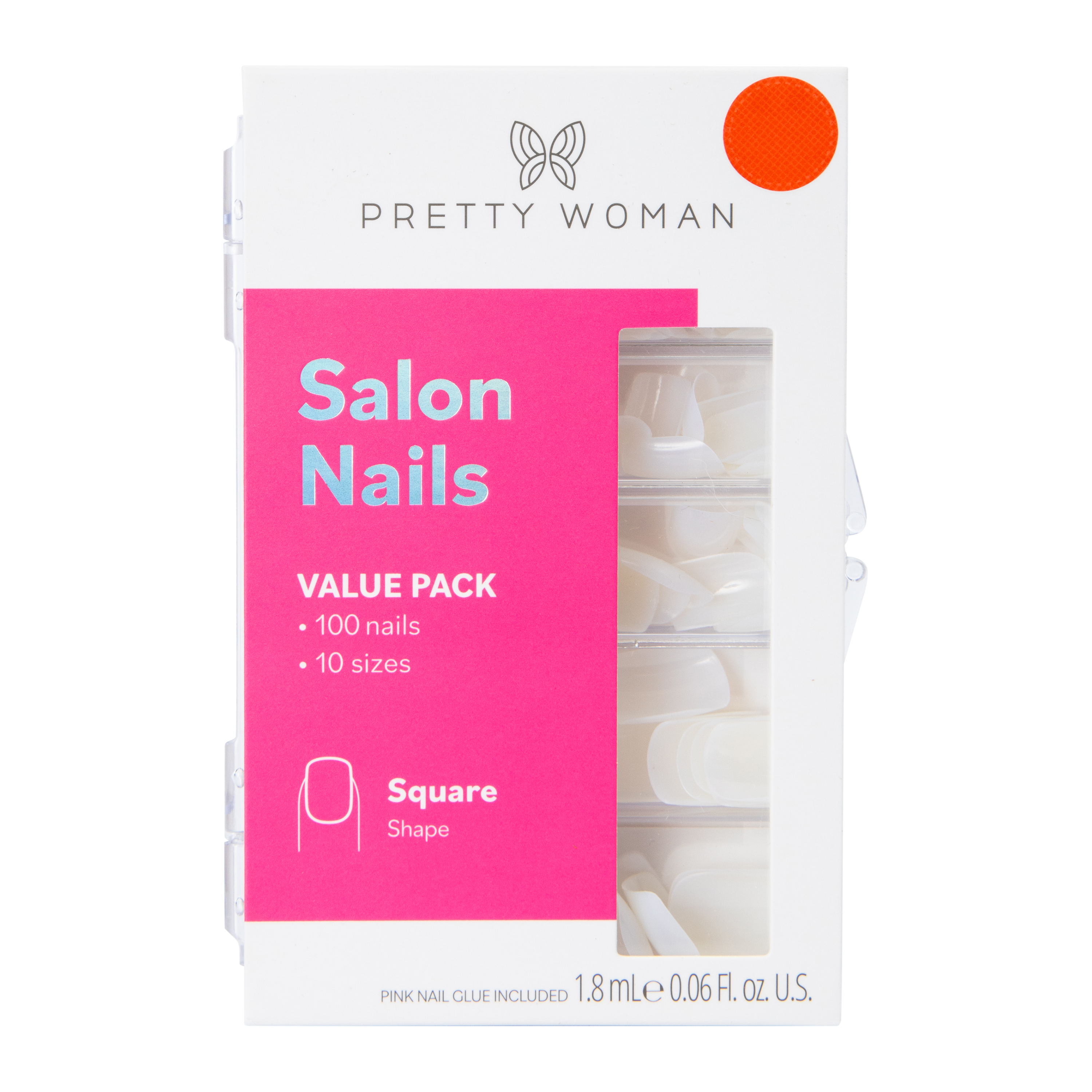 Pretty Woman Natural Square Faux Nails With Nail Glue 100-Count