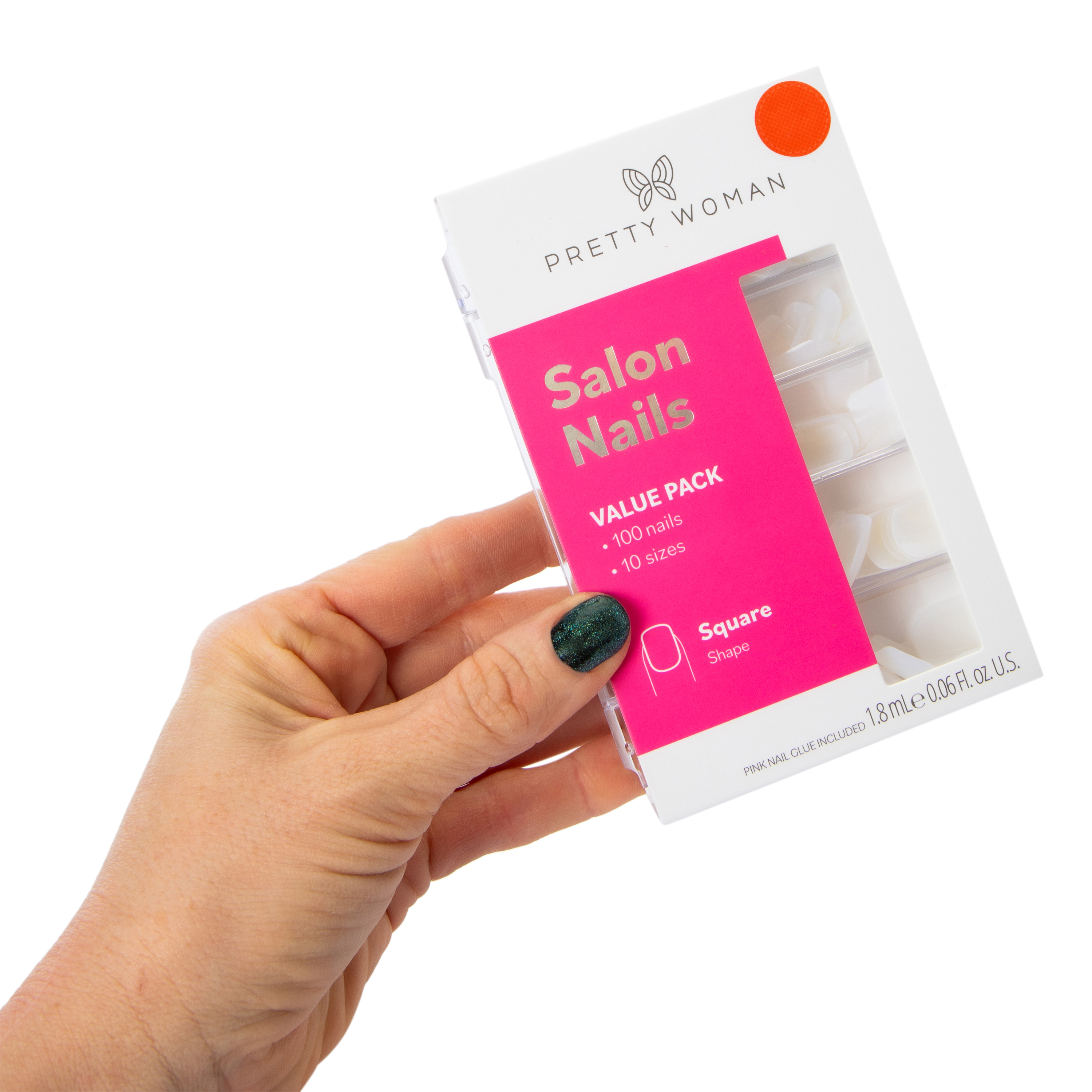 Pretty Woman Natural Square Faux Nails With Nail Glue 100-Count