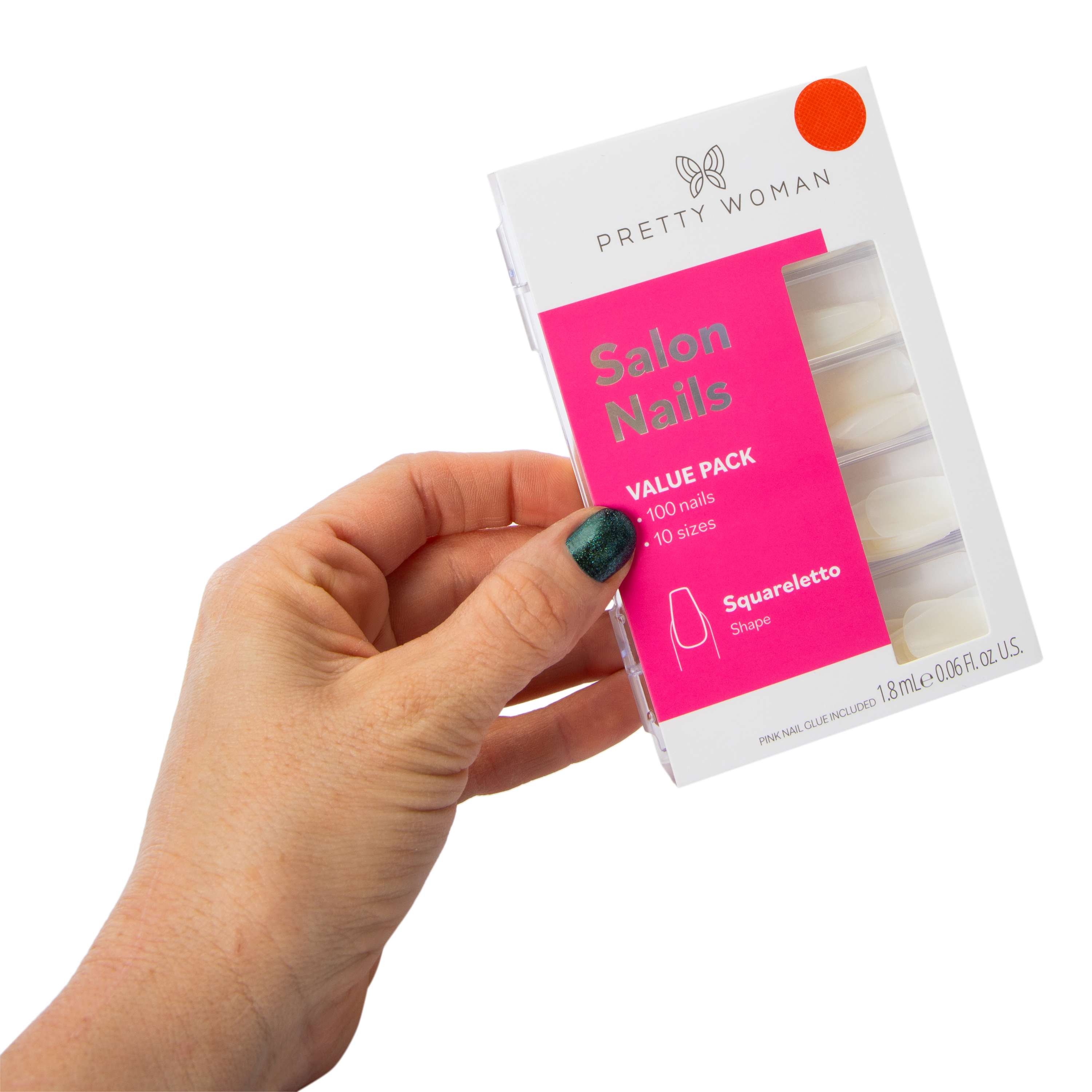 Pretty Woman Natural Squareletto Faux Nails With Nail Glue 100-Count