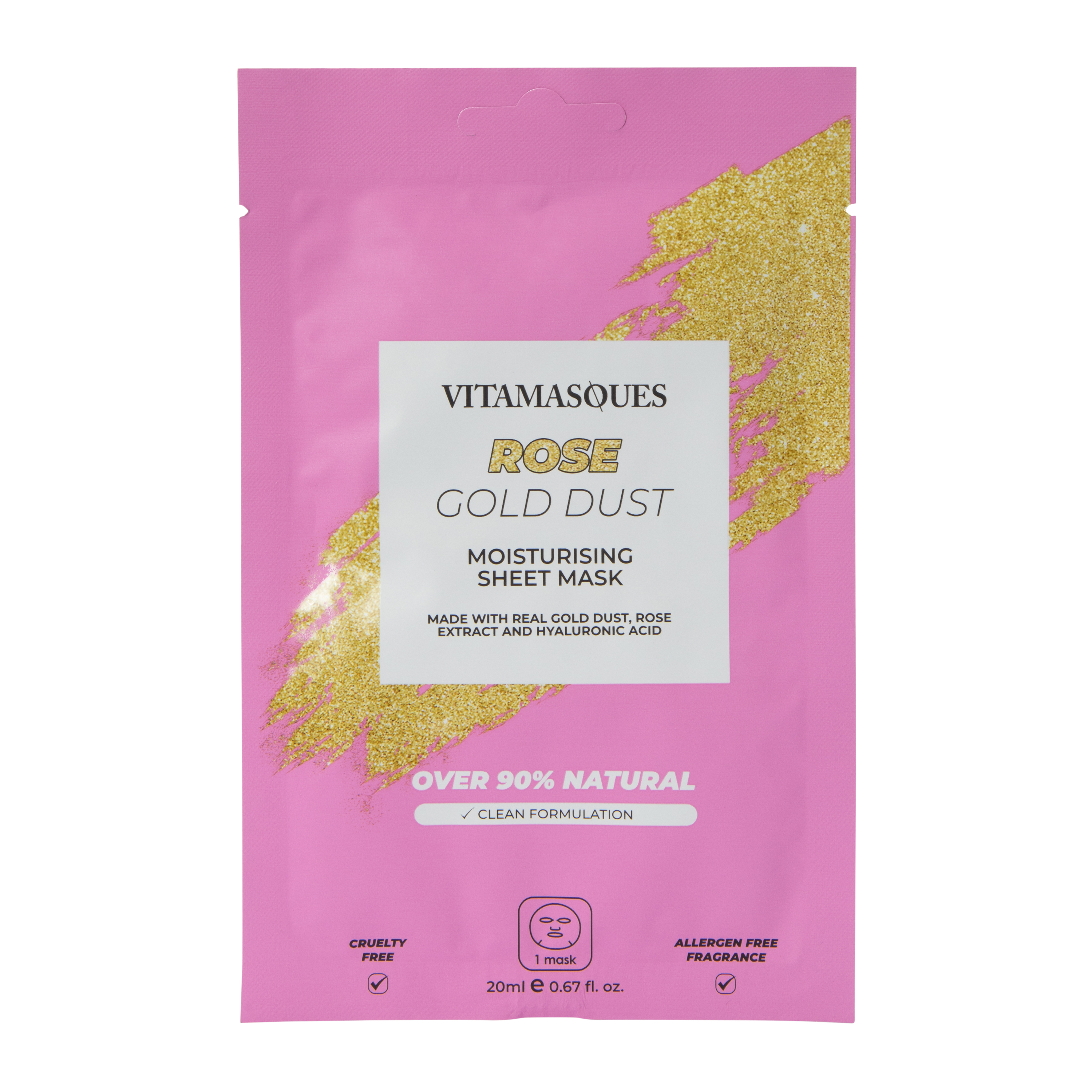 Vitamasques Rose Gold Dust Moisturizing Sheet Mask 0.67oz