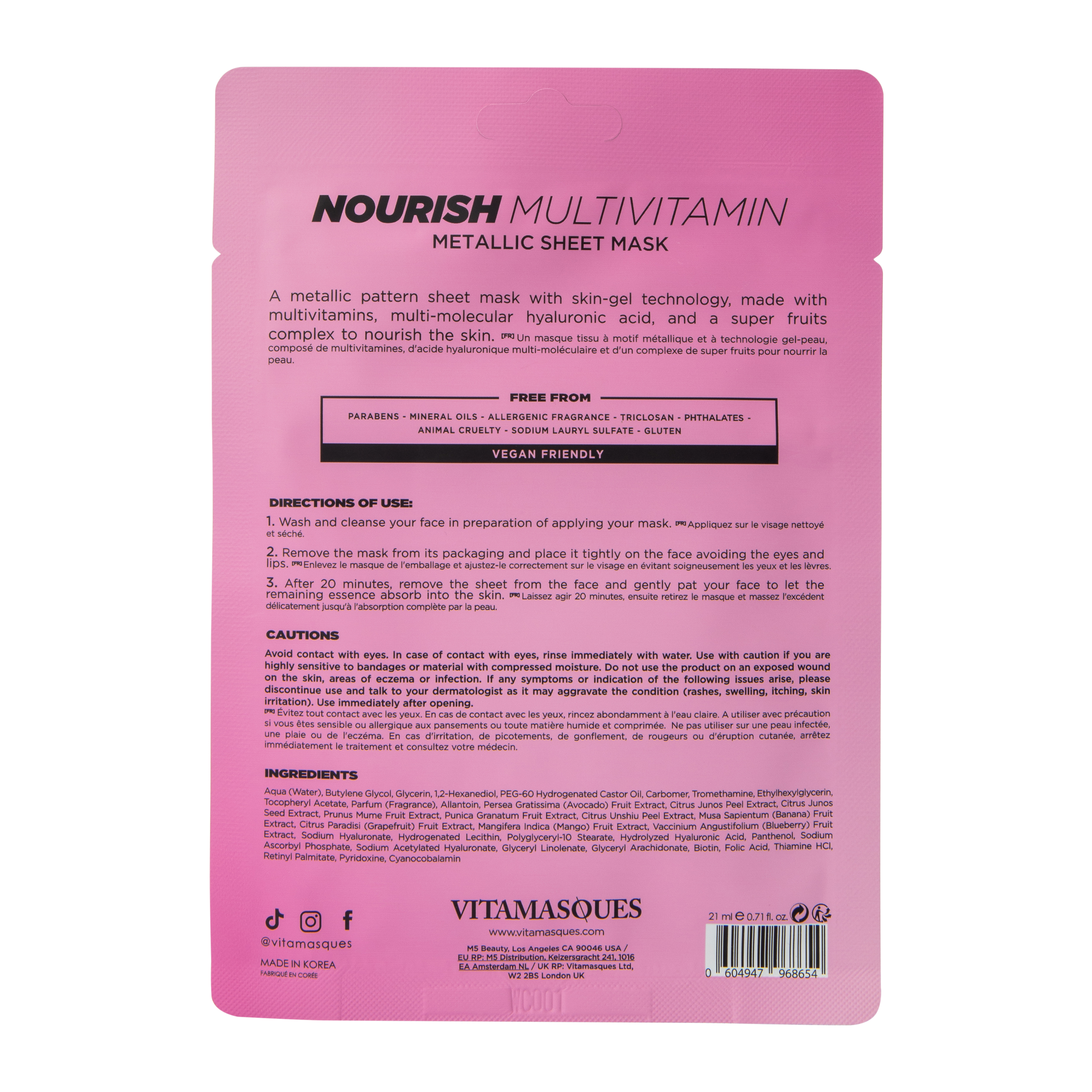 Vitamasques® Nourish Multivitamin Metallic Sheet Mask 0.71oz