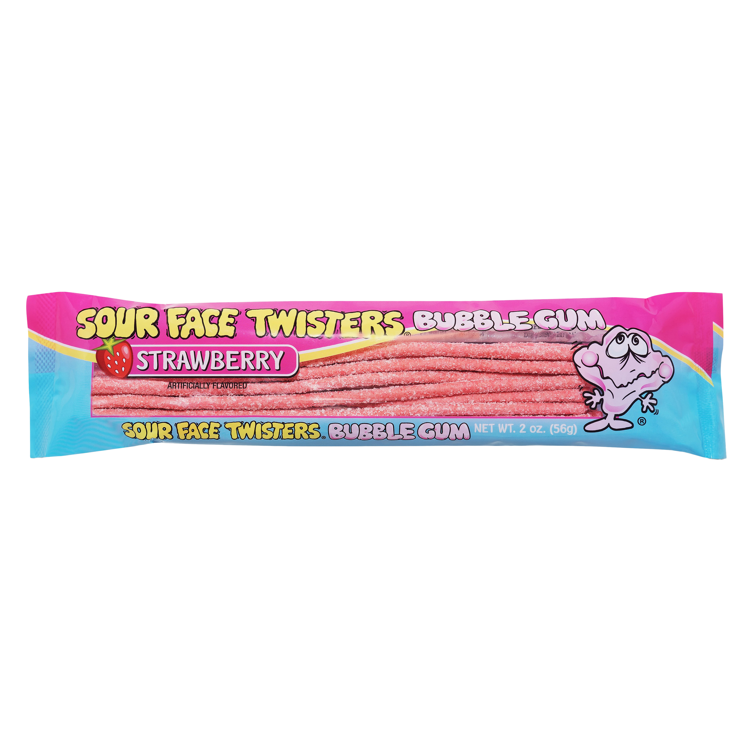 Sour Face Twisters® Bubble Gum 2oz - Strawberry