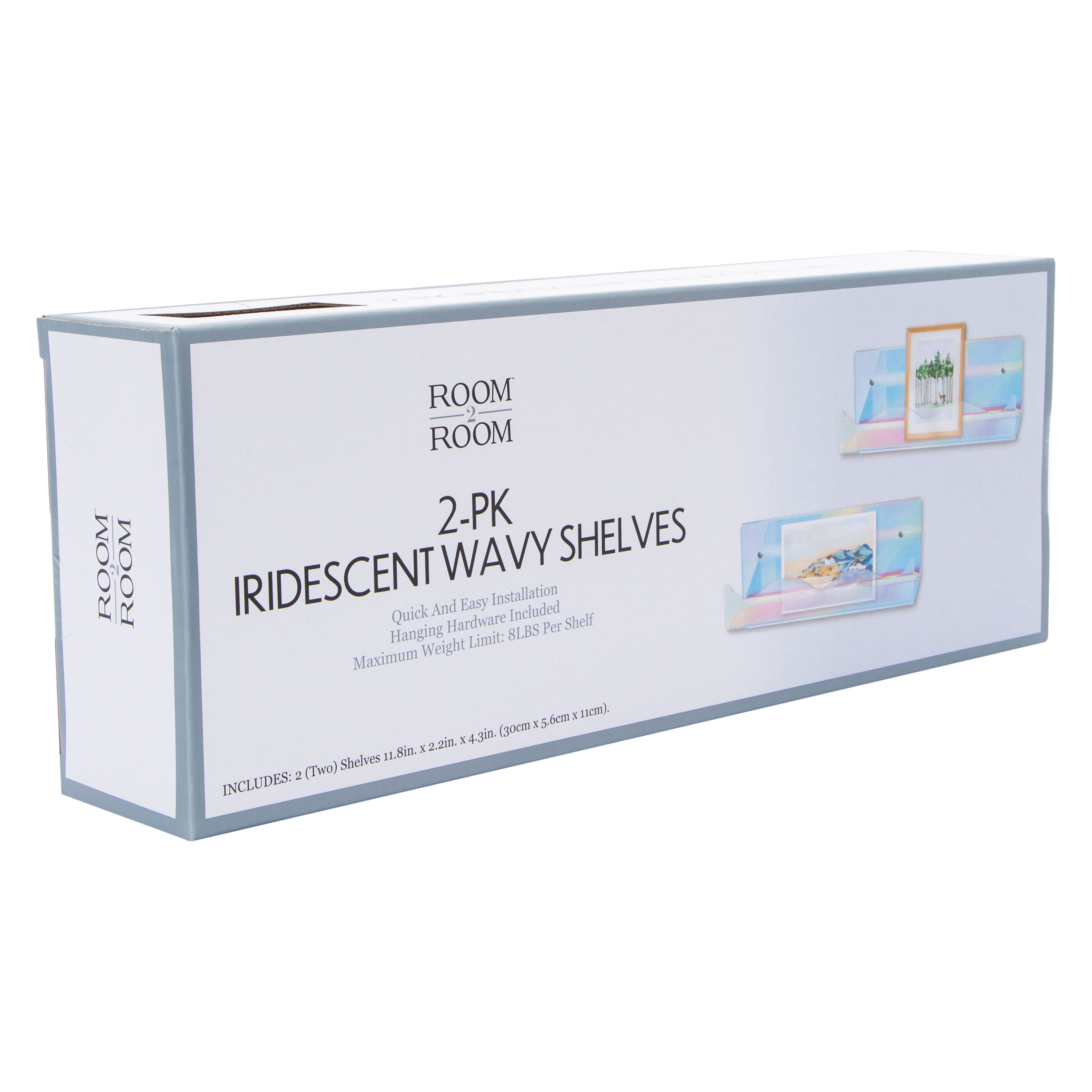 Iridescent Wavy Floating Shelves 2-Count, 11.8in x 4.3in