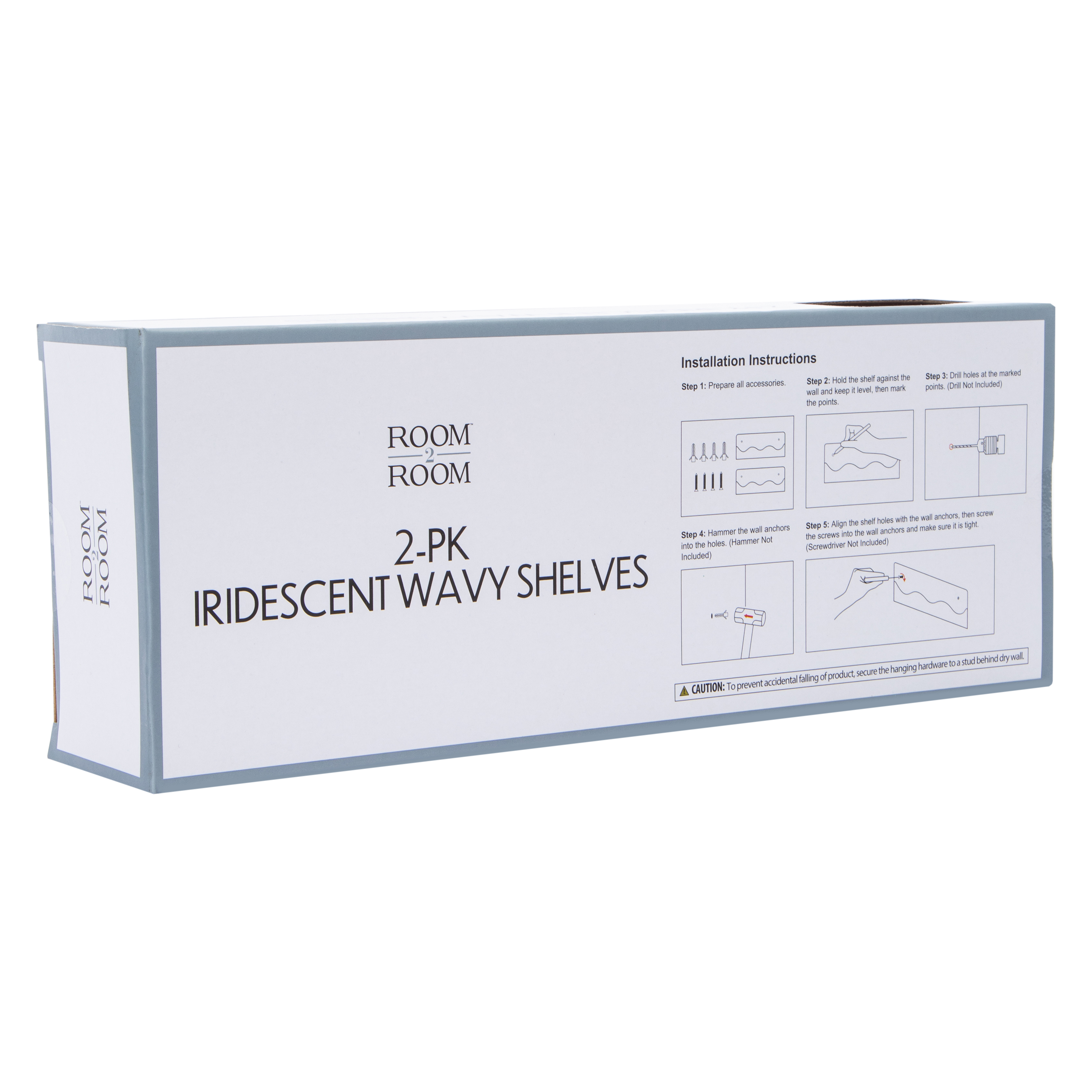 Iridescent Wavy Floating Shelves 2-Count, 11.8in x 4.3in